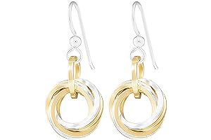 Two-Tone Love Knot Dangle Earrings With 14K Gold-Filled and 925 Sterling Silver