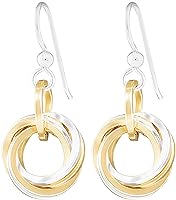 Two-Tone Love Knot Dangle Earrings with Mixed 14K Gold-Filled and 925 Sterling Silver Circles Everyday Jewelry Gift Idea...