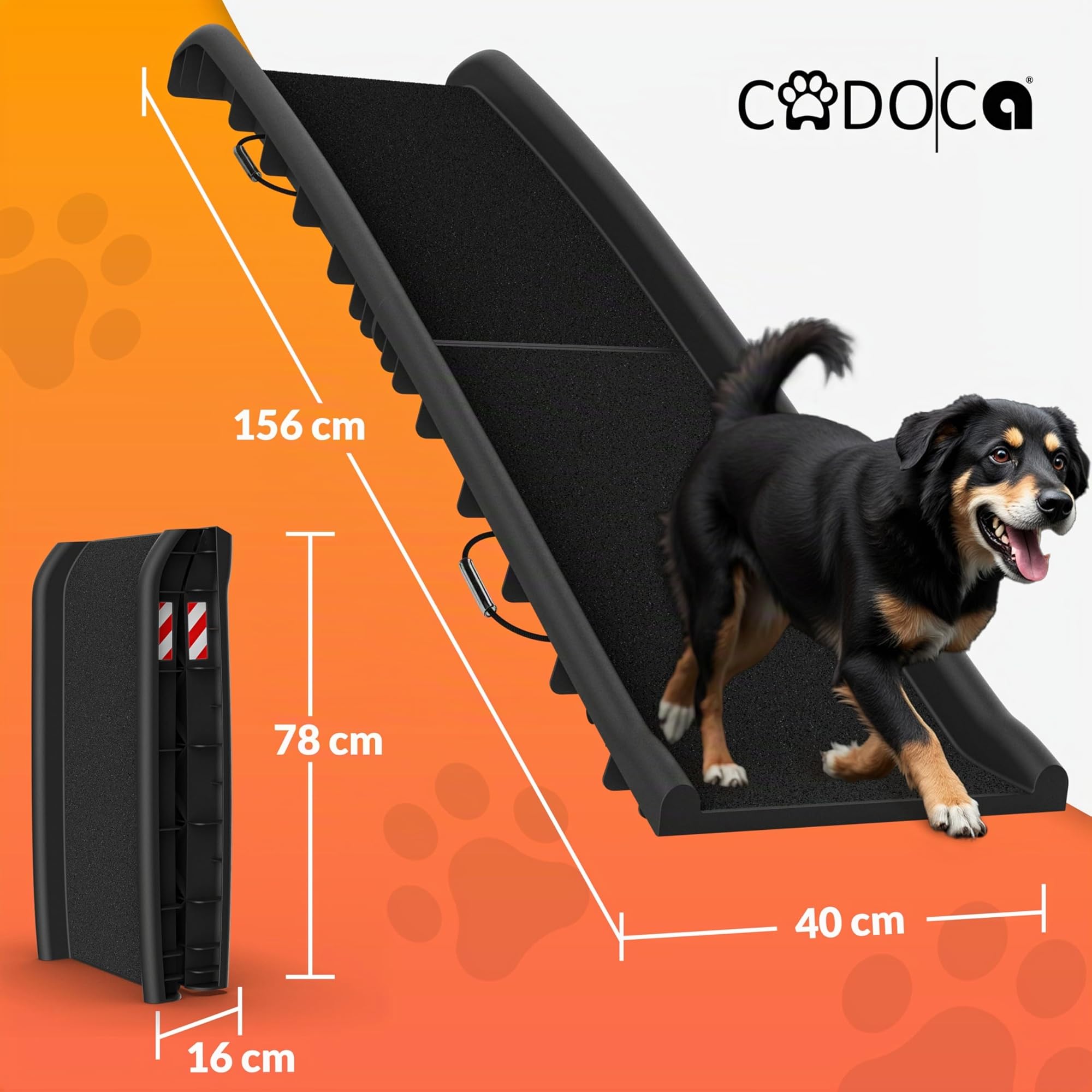Rampe Pliable pour Chiens avec Réflecteurs Capacité de Charge 90kg Robuste CADOCA