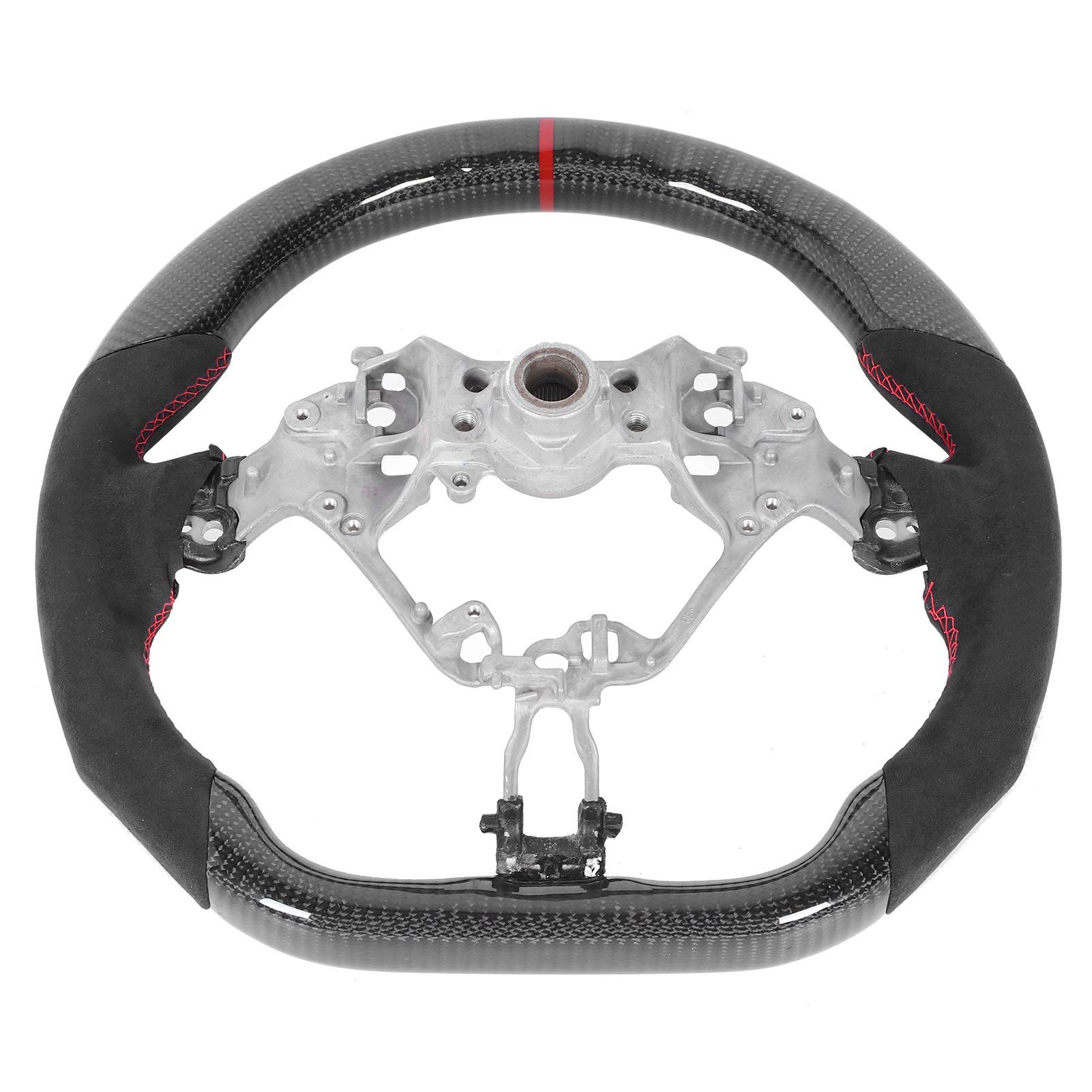 Ausla Zamszowe Uchwyty na kierownicę z Włókna Węglowego Płaska Dolna część Kierownicy Czerwone Szwy 12 O Pierścień Zegarowy dla 2017 2020 Racing Interior Upgrade