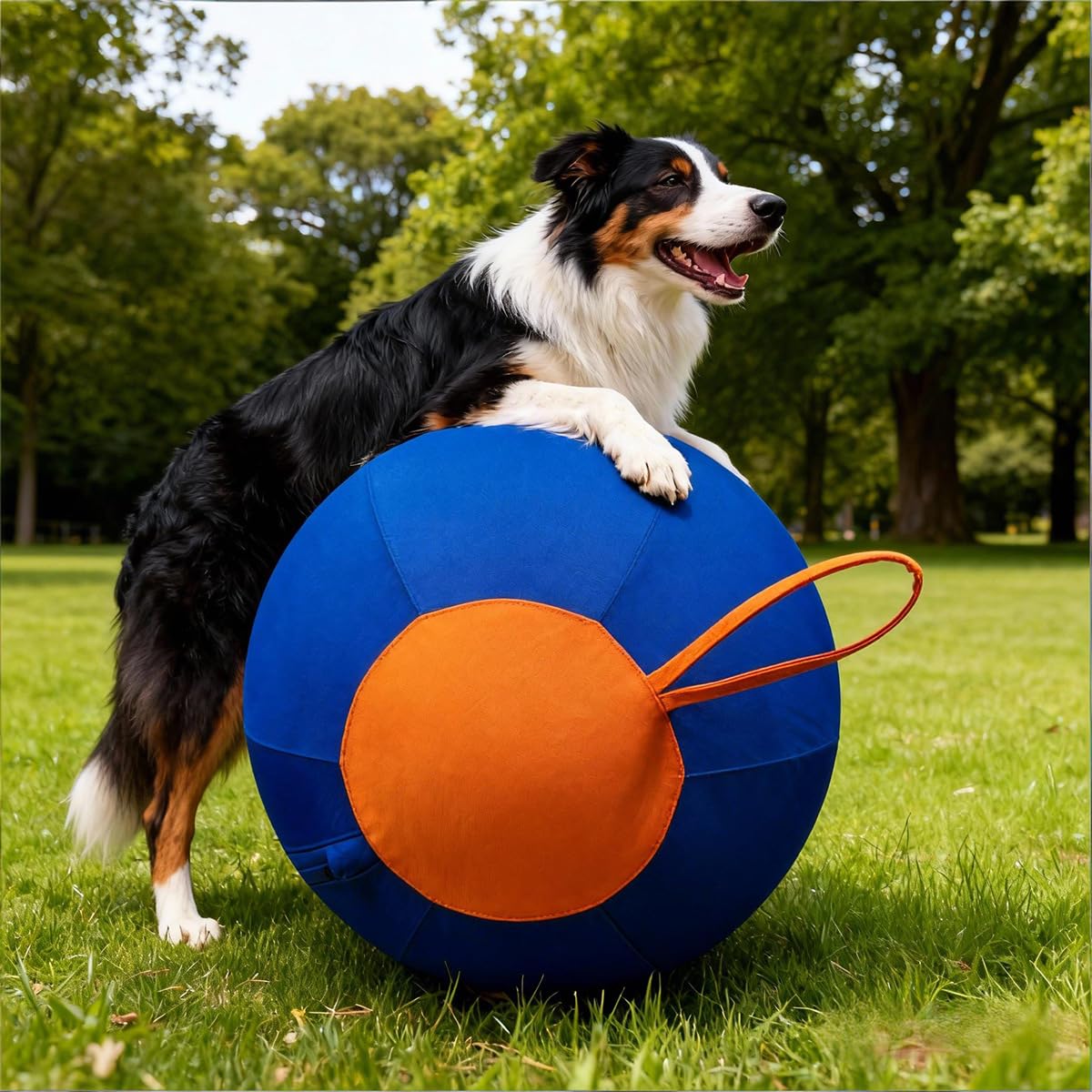 Navea Giant Ball - Herding Ball,Juguete Inflable para Mascotas, Pelota Resistente para Perros Al Aire Libre (Combinación de Azul y Naranja,45CM)
