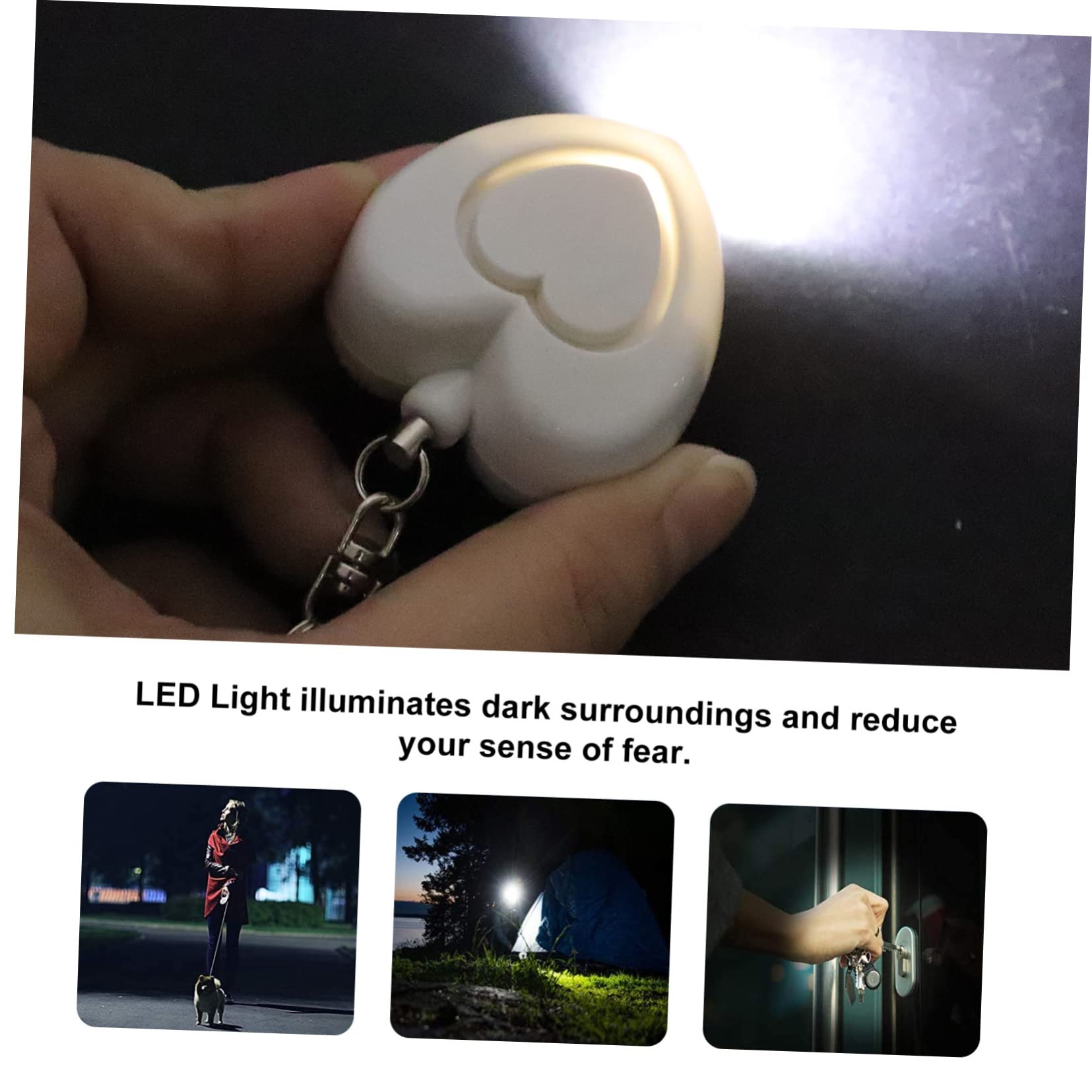 5 Pièces Sirène Anti Loup réveil électrique Crier Porte-clés d'alarme personnelle Alarme avec lumières LED Porte-clés pour Alarme Trousseau d'alarme Plastique Blanche