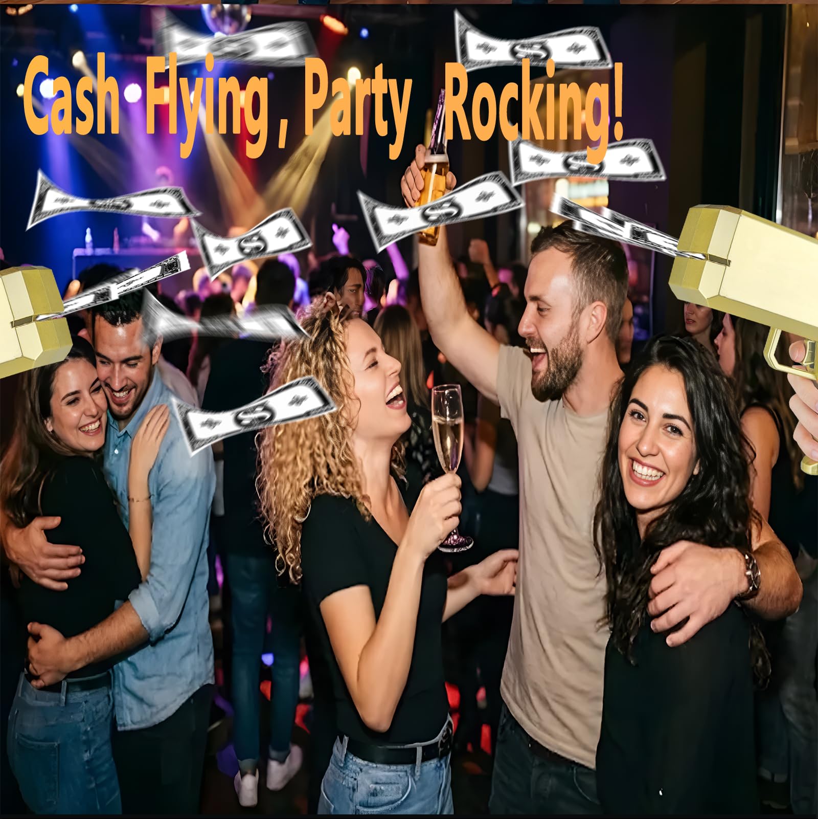 Money Gun Shooter with 200pcs Prop, Handheld Make It Rain Spray Money Toy Cash Gun, Party Prop for Weddings, Birthdays — view 5