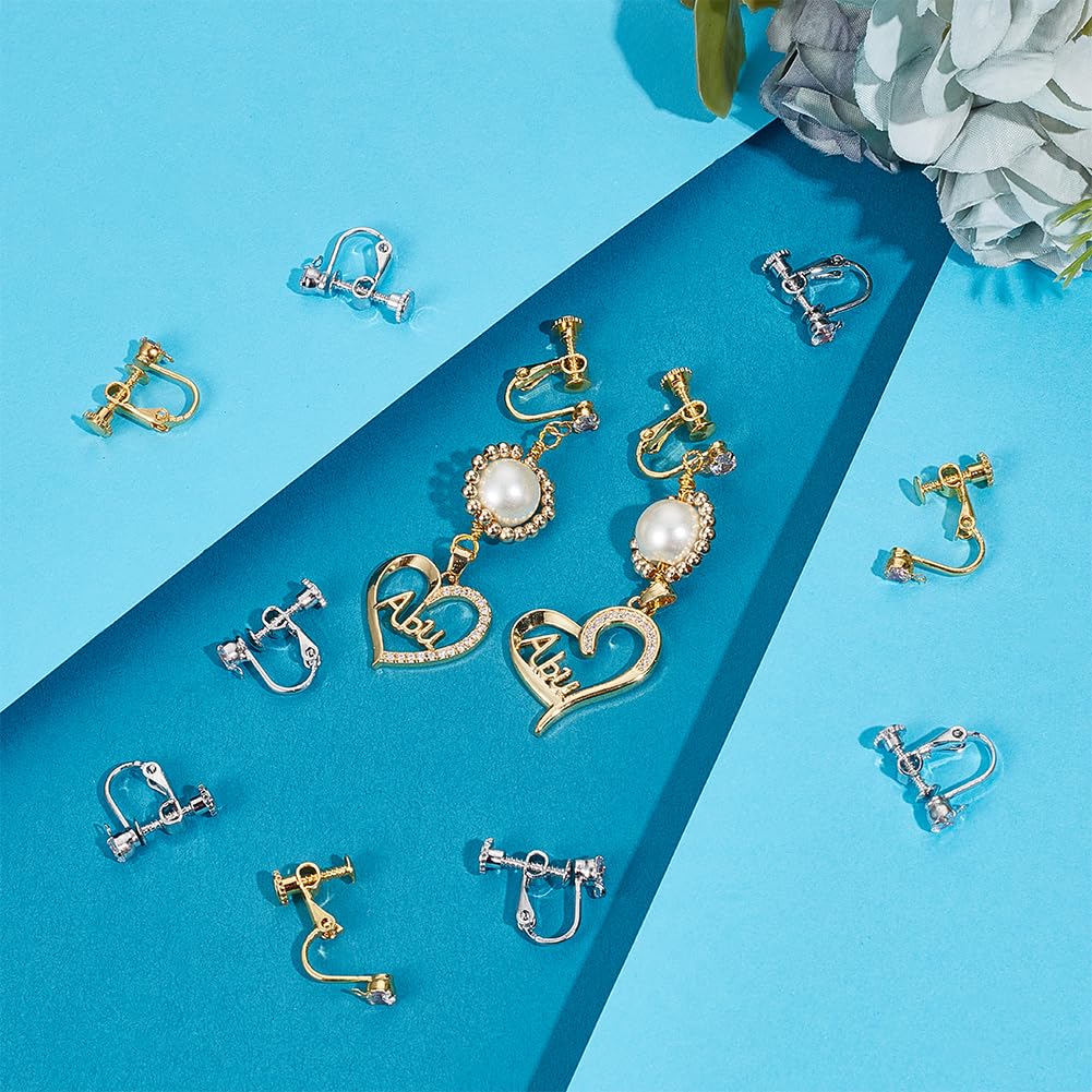 UNICRAFTALE Lot De 40 (20 Paires) De Boucles D'oreilles à Clipser En Acier Inoxydable Doré Et Couleur Acier Inoxydable - Composants Convertisseurs Pour Boucles D'oreilles à Faire Soi-même, Environ 12