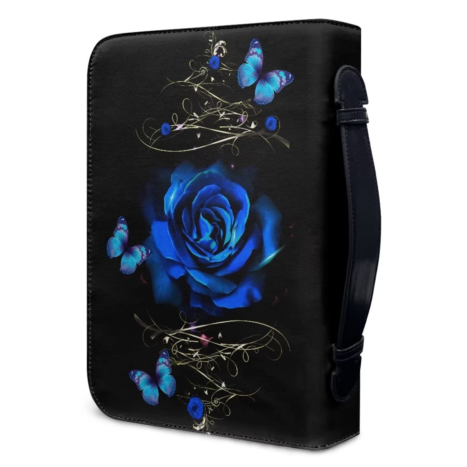 Copri Bibbia per Donna Rosa Farfalla Custodia Pelle Borsa Trasporto Porta Bibbia Floreale Ragazze Accessori Regalo Cresima Cristiana Manico