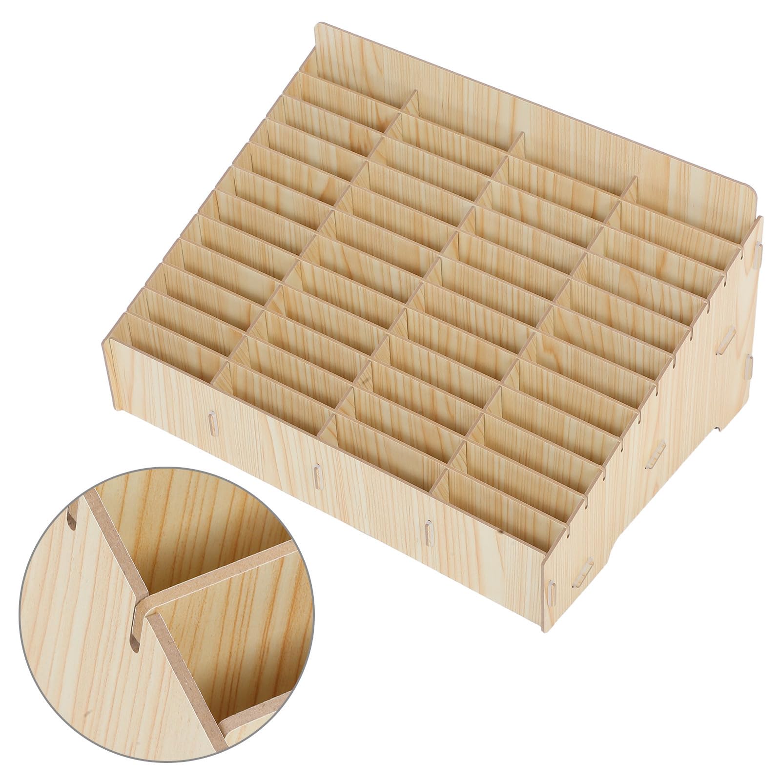 YARNOW Soporte para Teléfono Celular de Madera 48 Rejillas Multigrid, Organizador Compacto para Oficina, Aula y Sala de Reuniones Beige