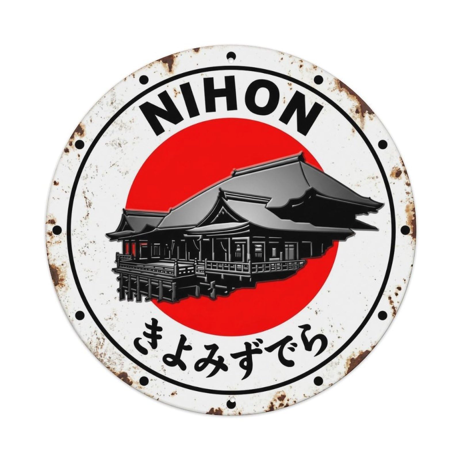 Kiyomizu Temple Nihon Sacred Hillside Building Vintage Metal Tin Sign