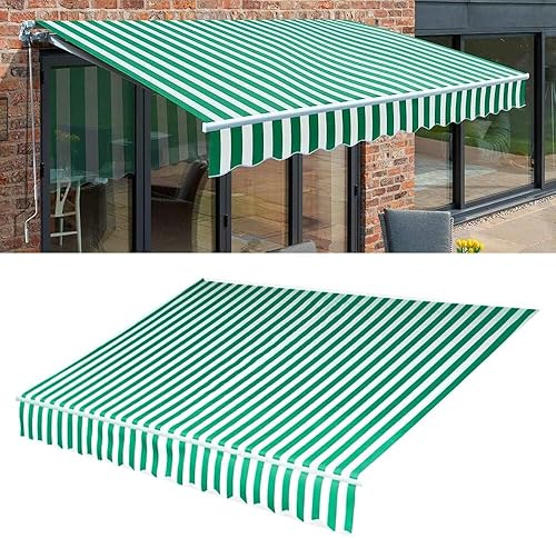 Cubierta superior de tela de repuesto manual retráctil para ventana de patio, 100% poliéster de 9.88 oz, cubierta de toldo para exteriores,