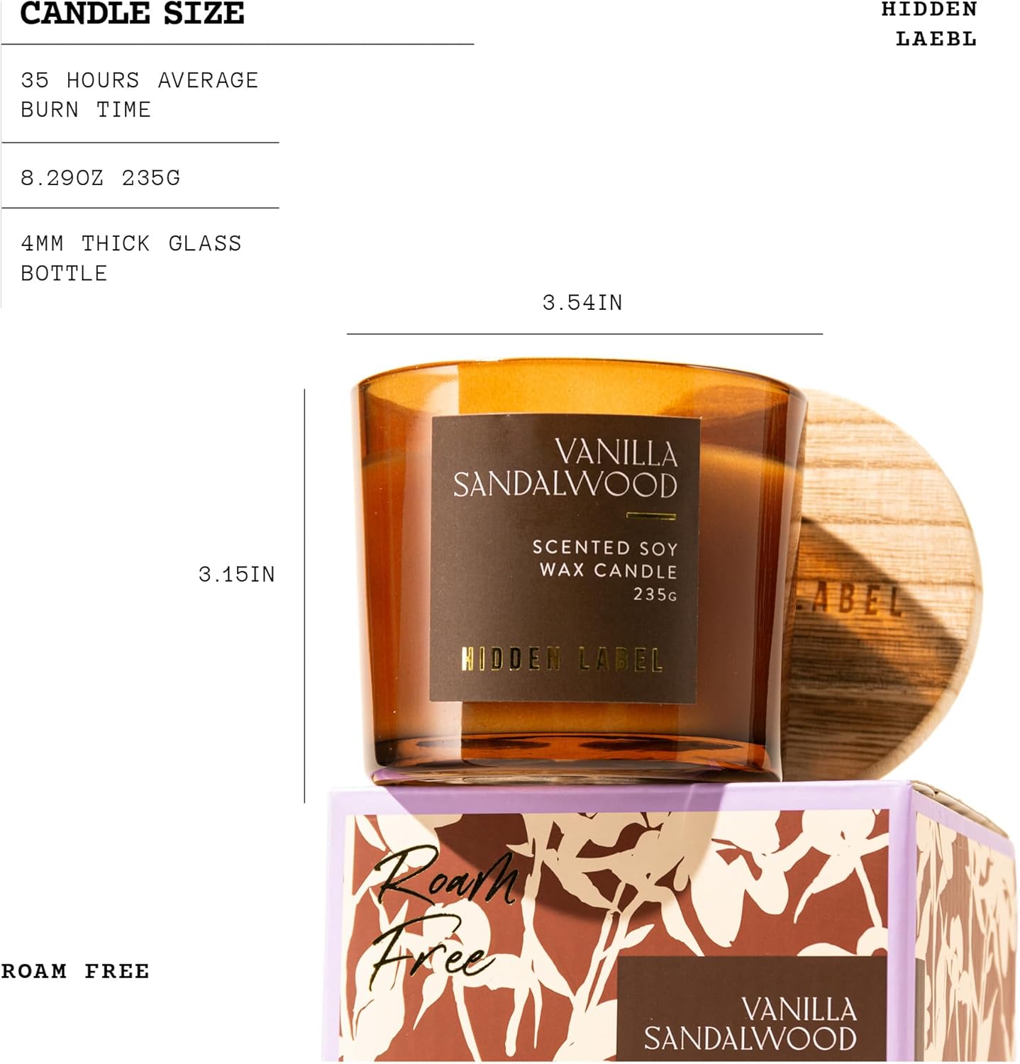 Vanilla Sandalwood Scented Candle, 8.3 oz Natural Candles Non Toxic with Wood Lids, 2 Wick Sented Candle for Home Scented, Gifts for Men&Women,Long-Lasting for Gifting | for Bedroom,Relaxing SPA - Image 3