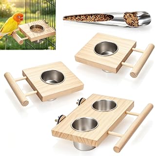 5 Teiliges Set mit Hängenden Vogelfutterhäuschen Wellensittich Zubehör | Herausnehmbarer Fressnapf, Massivholz Vogel Zubehör Vogelkäfig Zubehör für Wellensittich & Kleine Mittelgroße Vogelkäfig