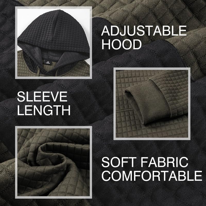 Men's Casual Sweatshirts Long Sleeve Drawstring Color Block Pullover Graphic Hoodies with Pockets - Image 6