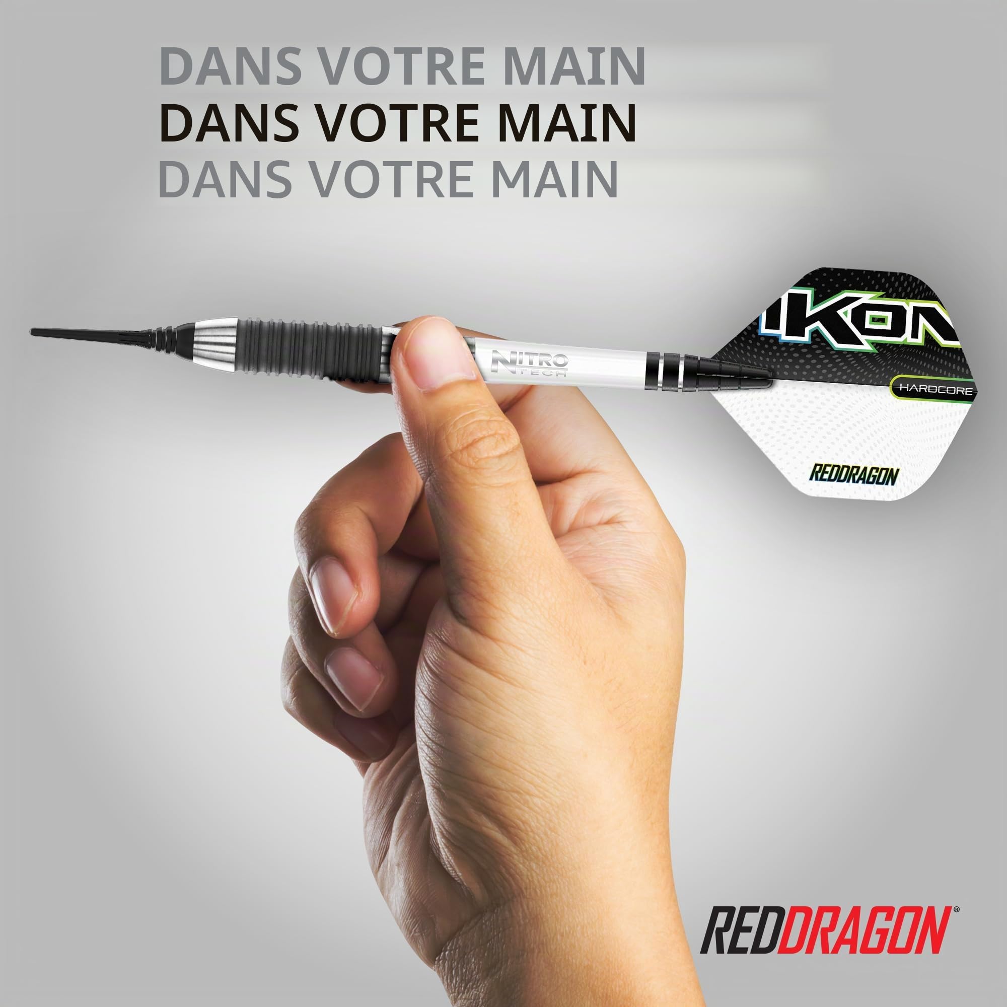 RED DRAGON Ikon Signature Series Professionnel Tungstène Jeu de fléchettes Softip avec ailettes et tiges