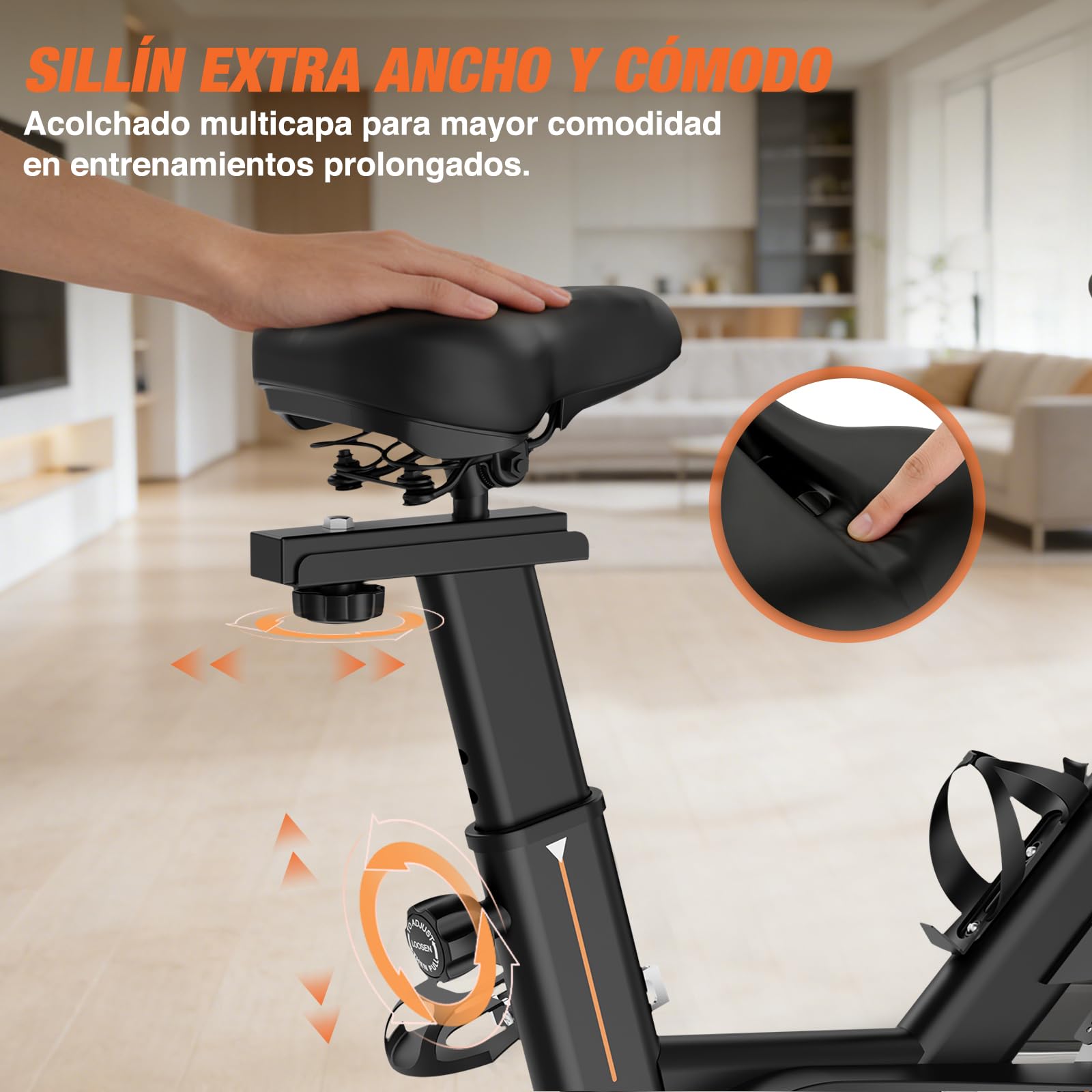 DH FitLife Bicicleta Estática para Casa 2026, Silenciosa con Resistencia Magnética, Freno de Emergencia, Ajustable 150–195 cm, Pulsómetro, APP y Monitor para Cardio en Casa | APP & Sensor de Pulso|Manillar Multi-Posiciones|Sillín Ajustable|Freno de Emerge