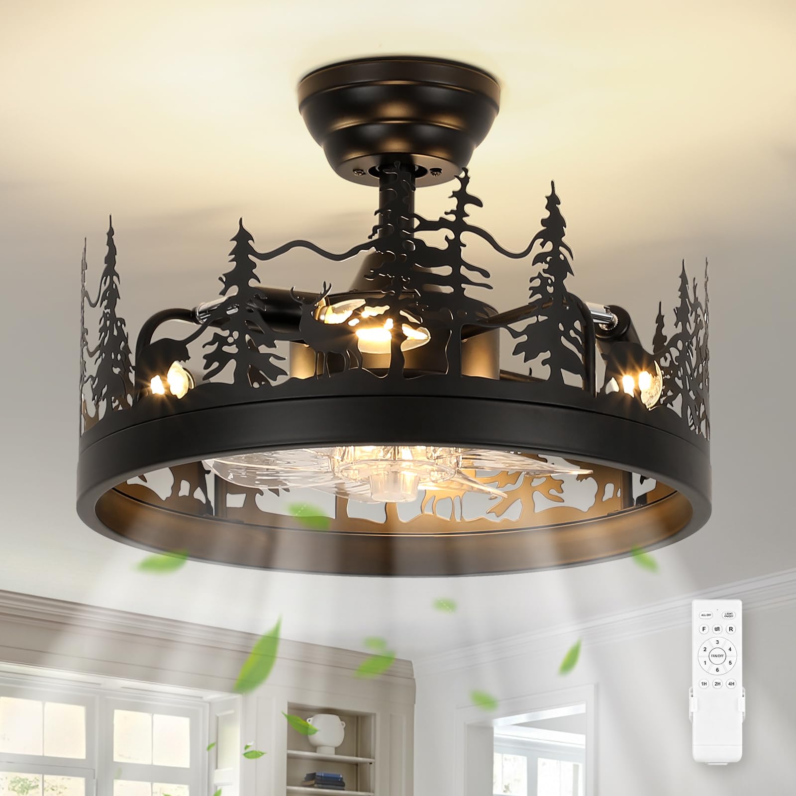 DESOOP Rustic Ceiling Fan with Light