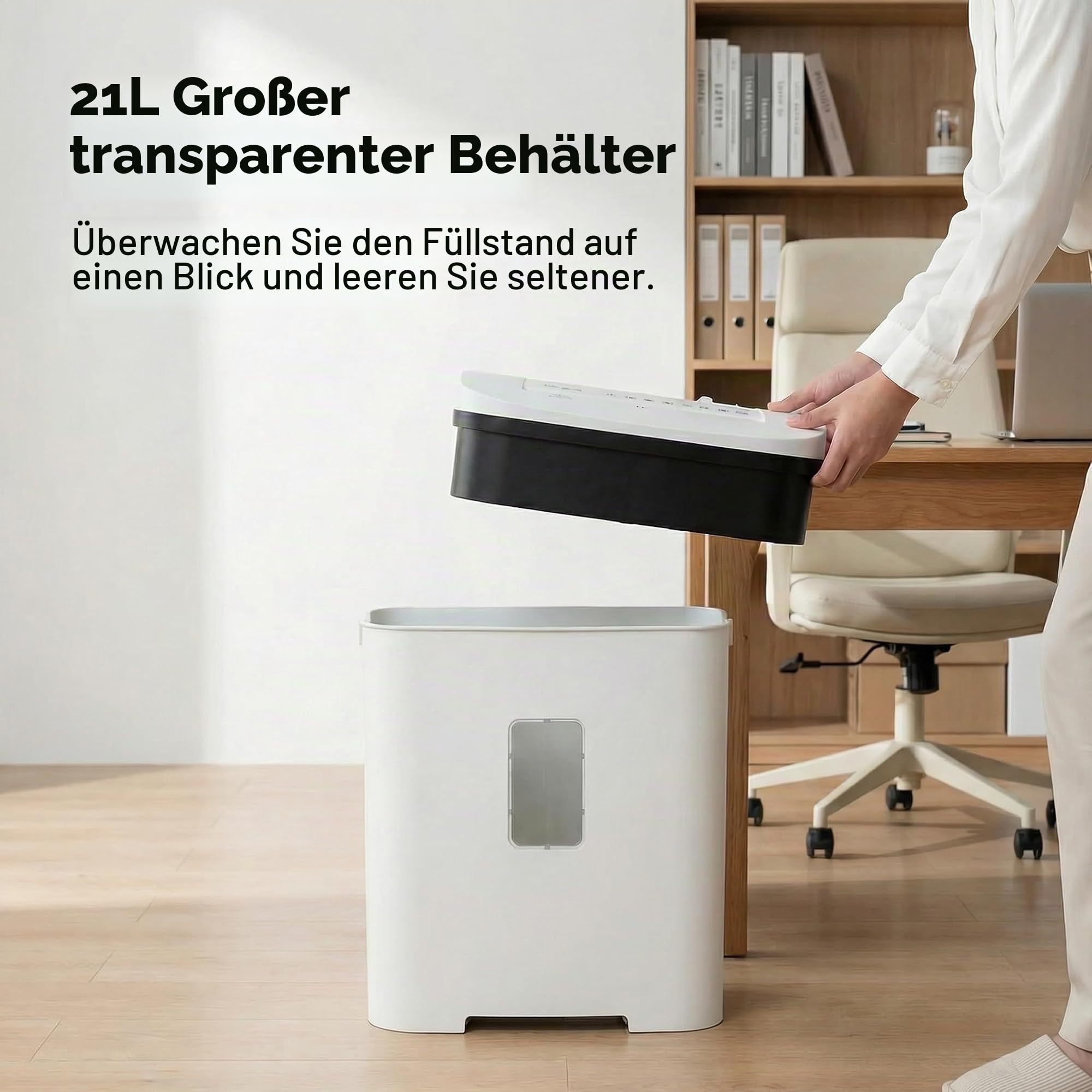 Papier Schredder Aktenvernichter P4 Kreuzschnitt: 14 Blatt 60 Min Dauerbetrieb Vernichtet Kreditkarten/Heftklammern Dokumentenschredder mit 21L Behälter Leiser für Zuhause Büro Schulen