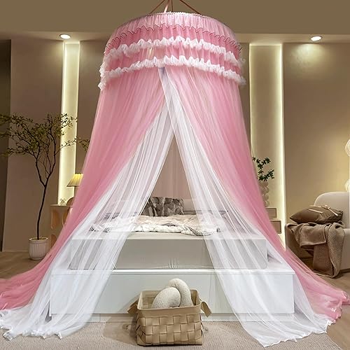 Miniatura 3 de Kertnic Dreamy Bed Canopy for Girls, Princess Canopy Curtains Double Layer Sheer Mesh, Kids & Adults Canopies Netting Room Decor Tent Mosquito Net