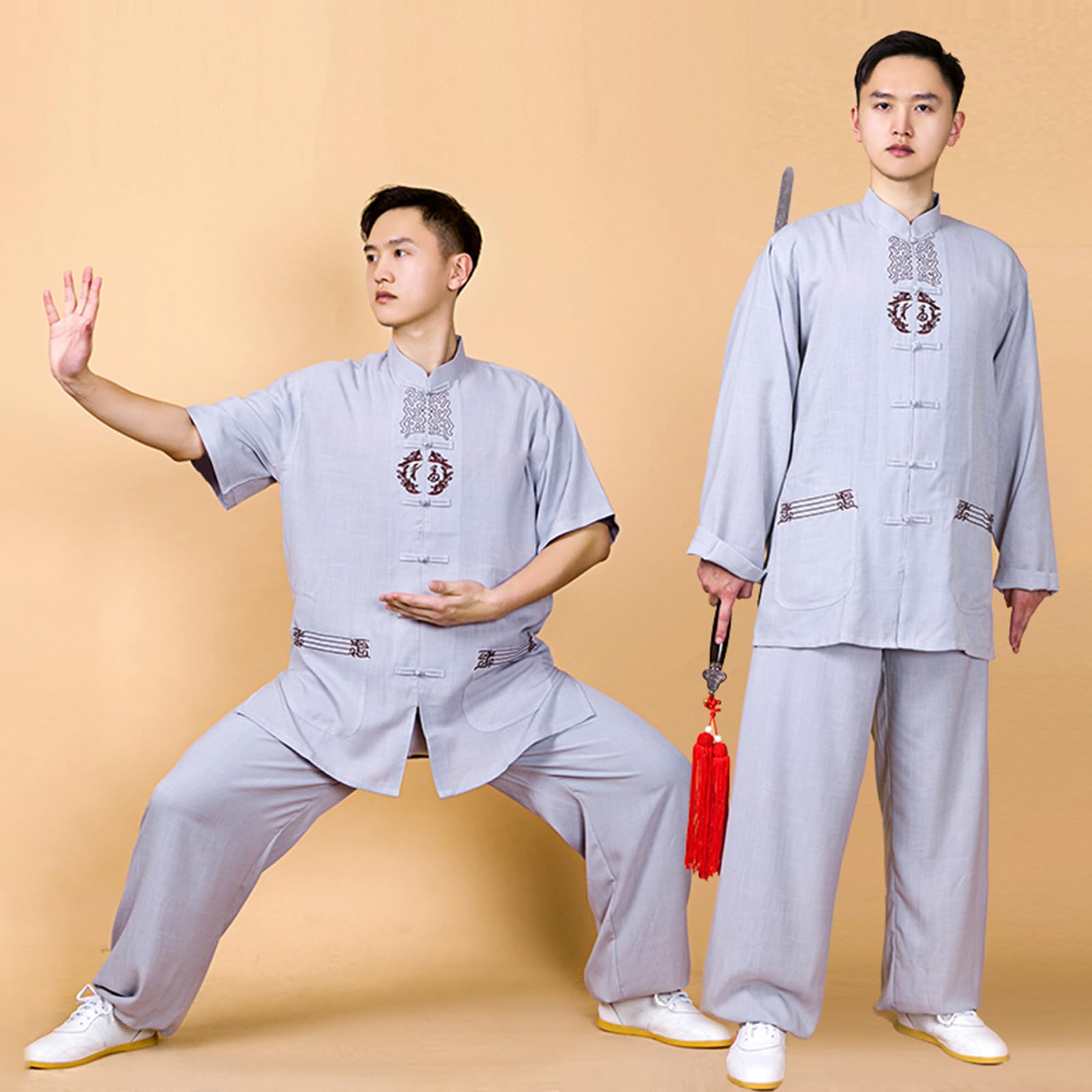 Unisexe Martiaux Ensemble Femmes Hommes,Tai Chi SurvêTement Unisexe,Ensemble De Kung Fu Unisexe,Ample Et Confortable,Convient Aux Exercices Matinaux ExtéRieur