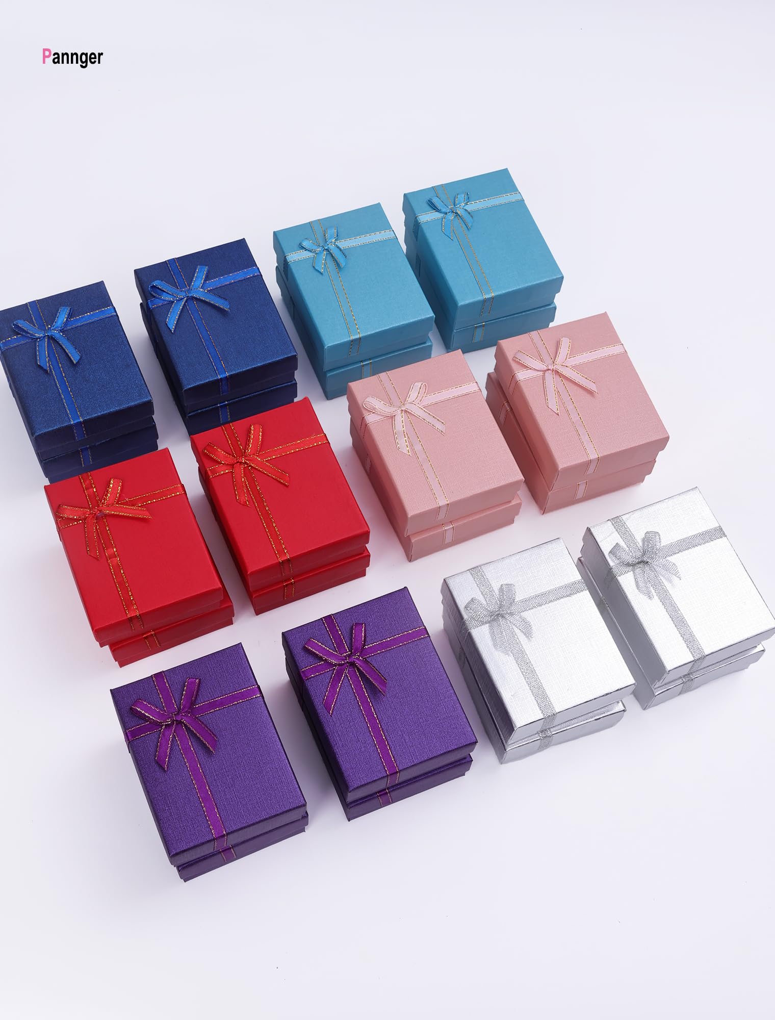 Schmuck-Geschenkbox-Set aus Karton, leere Geschenkboxen mit Deckel und Schleifen, für Ohrringe, Halsketten, Ringe, Armbänder, 24 Stück