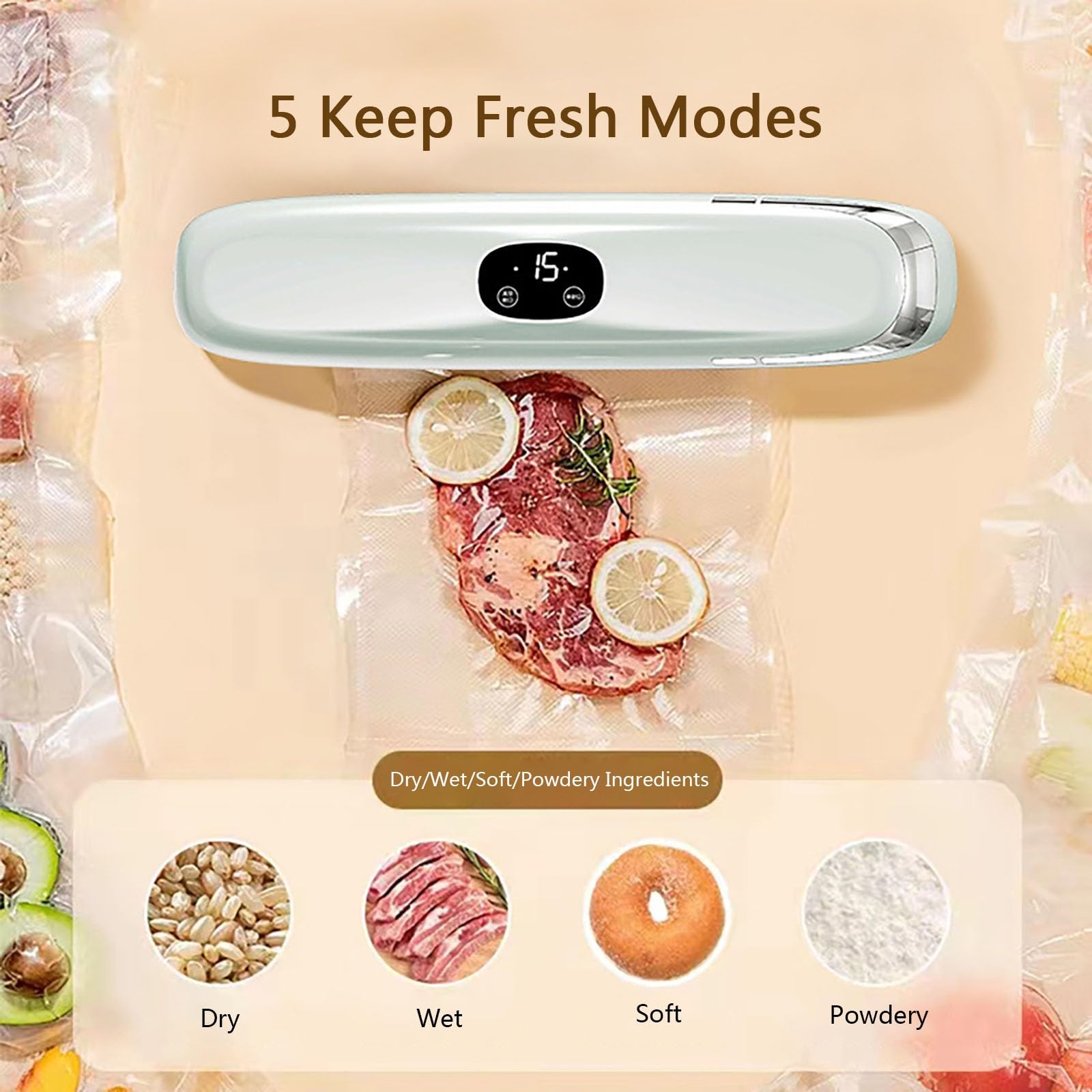 Machine à Emballer Sous Vide avec 5X Freshness Lock - Indispensable Dans Toute Cuisine pour La Cuisson Sous Vide, La Conservation Au Congélateur et Un Gain De Place(Green)