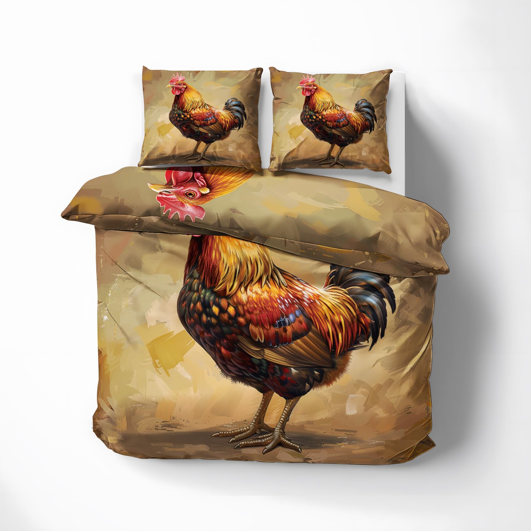 Housse de couette 200x200 poule pour lit 2 personnes en microfibre infroissable MO&192