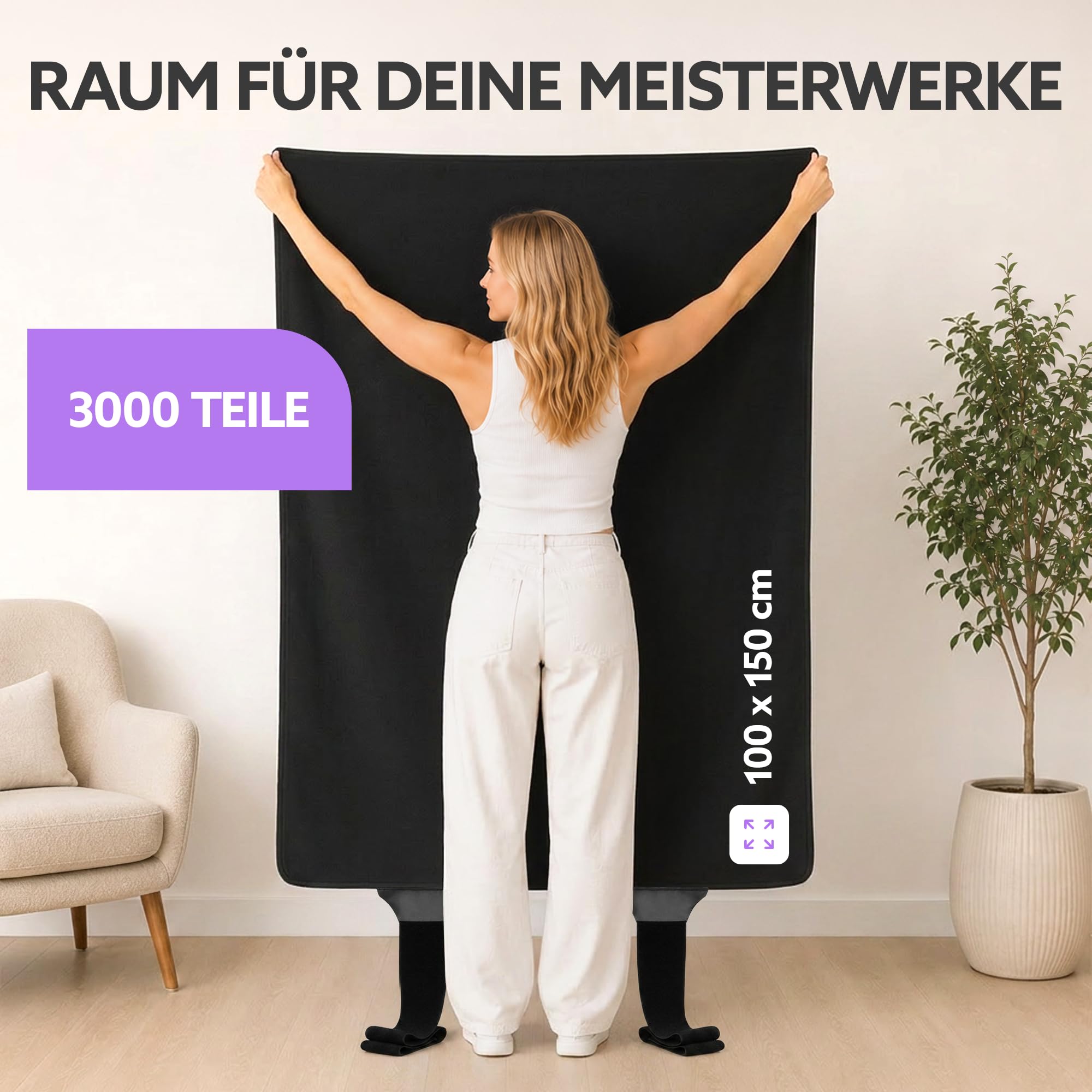 Bodenständig® Puzzlematten für Puzzle bis 3000 Teile – Doppelgurtsystem | In allen Größen Puzzlematte 3000 Teile – Sicheres Aufrollen & Verstauen – Puzzle Matte 100 x 150 cm
