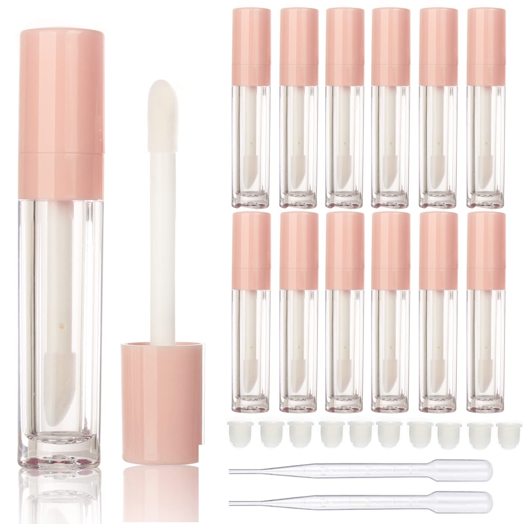 COSIDEA 14pcs empty 8ml big wand lip gloss tube concealer tube packing (pink)