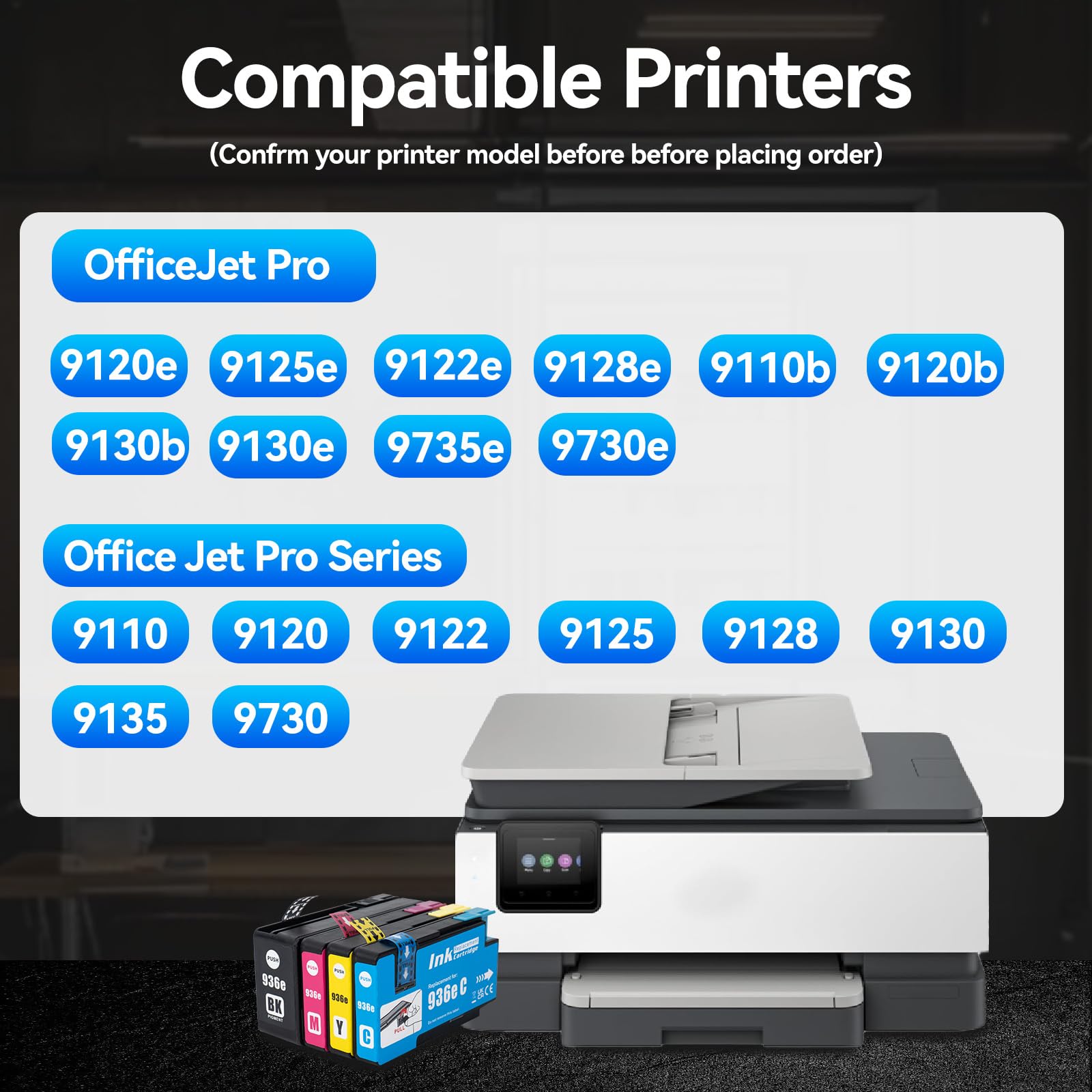 Lot de cartouches d'encre 936XL pour imprimante HP OfficeJet Pro 9125e 9135e 9730e - Noir et couleur - Remplacement pour imprimante HP 936 Ink Office Jet Pro 9122e 9128e 9110b 9120b 9130b 9135e 9730e