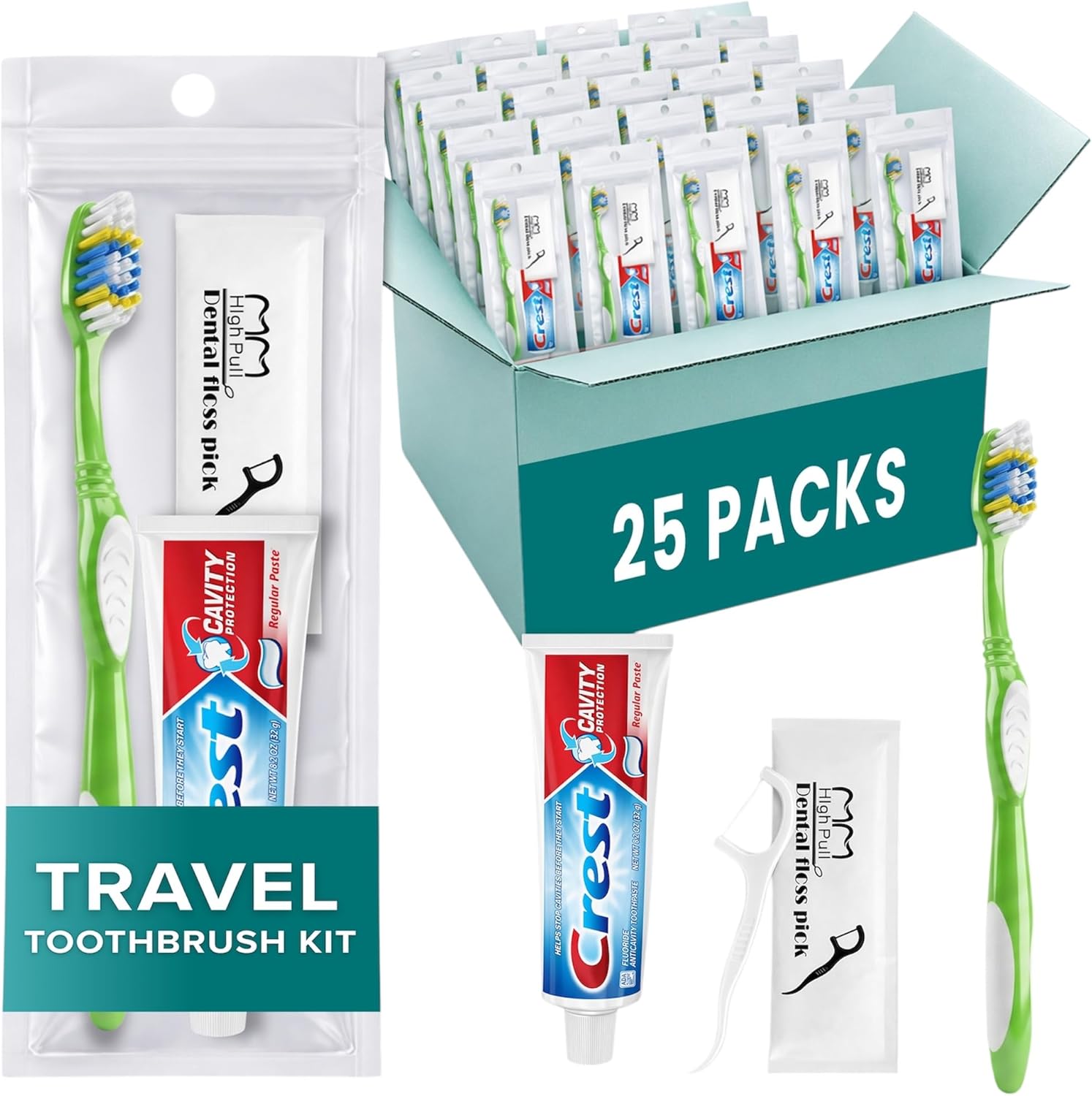TrekTote Bulk Oral Care Kits, Toothbrush Toothpaste Floss Picks Set, Travel Dental Hygiene Kits, Bulk Hygiene Kits for Homeless, Shelters, Schools, Emergency Kits, Case Packs