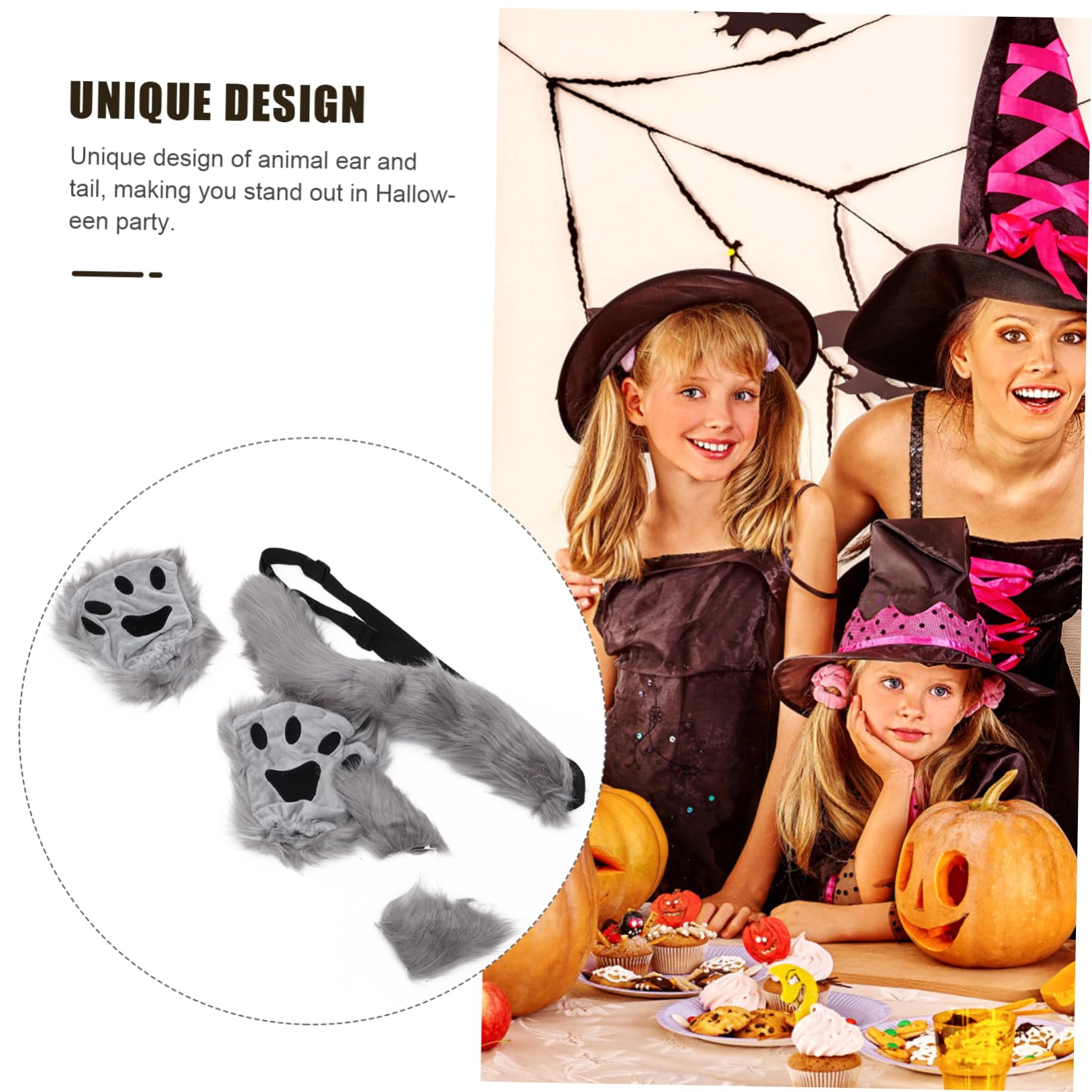 GALPADA horquilla de animales accesorios para disfraz de gato disfraz de vestido de gato disfraz halloween disfraces halloween accesorio de peluche fiesta de cosplay tela Grey