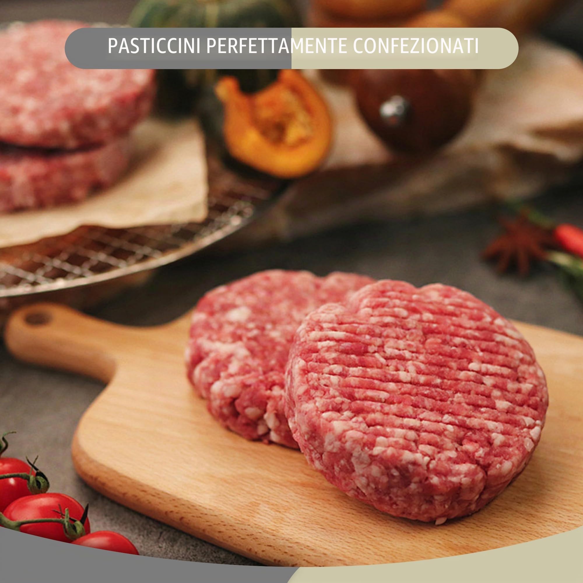 JUANSHI® Pressa per Hamburger con 100 Fogli di Carta da Forno Stampo per Hamburger Rivestimento Antiaderente Pressa per Hamburger, 12 cm Macchina per Hamburger (Argento)