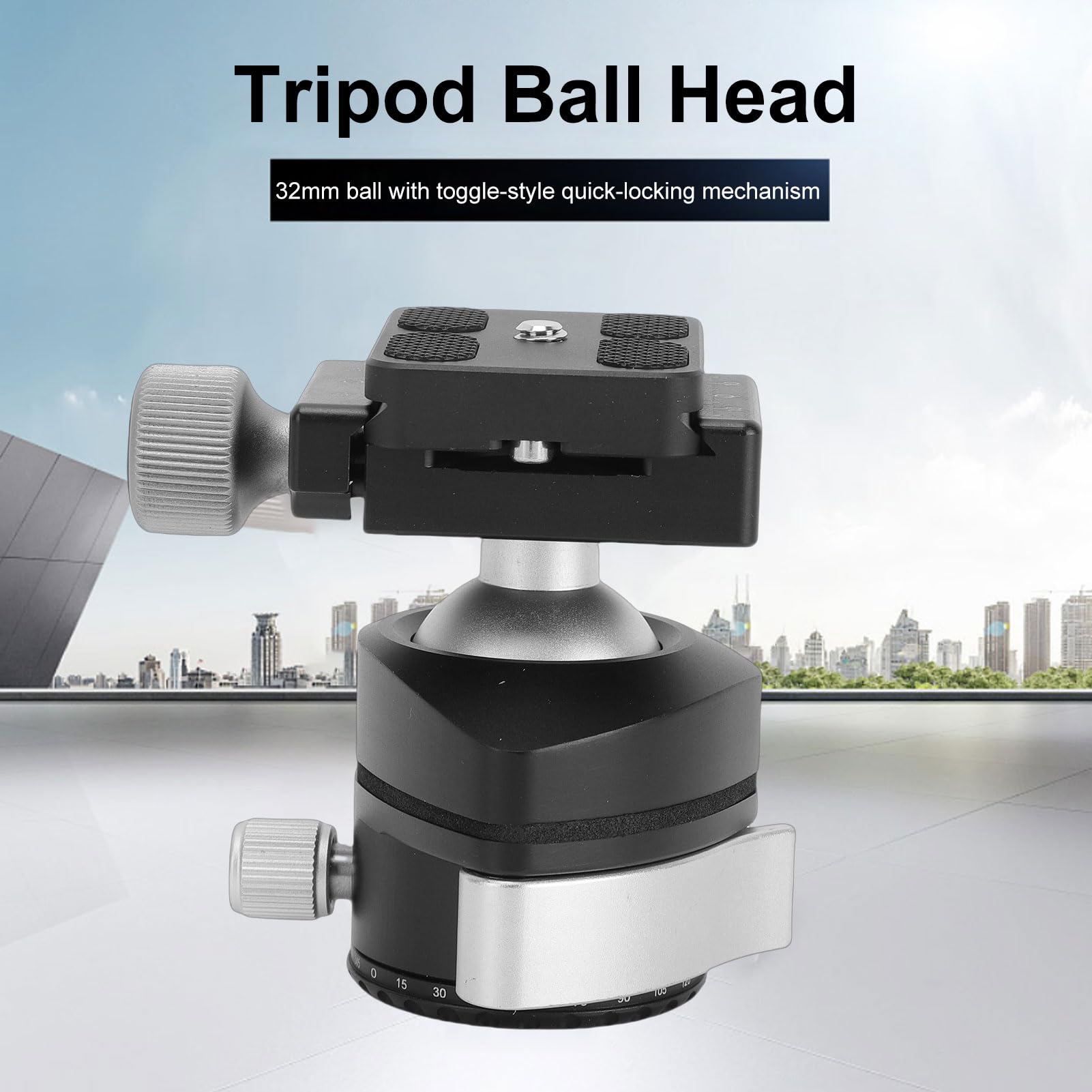 Luocute Testa a Sfera da 32 Mm, Piastra a Sgancio Rapido con Blocco a Leva con un Leggero, capacità di Carico di 279 G, 8 Kg, con Morsetto Compatibile Standard, per Treppiede Monopiede