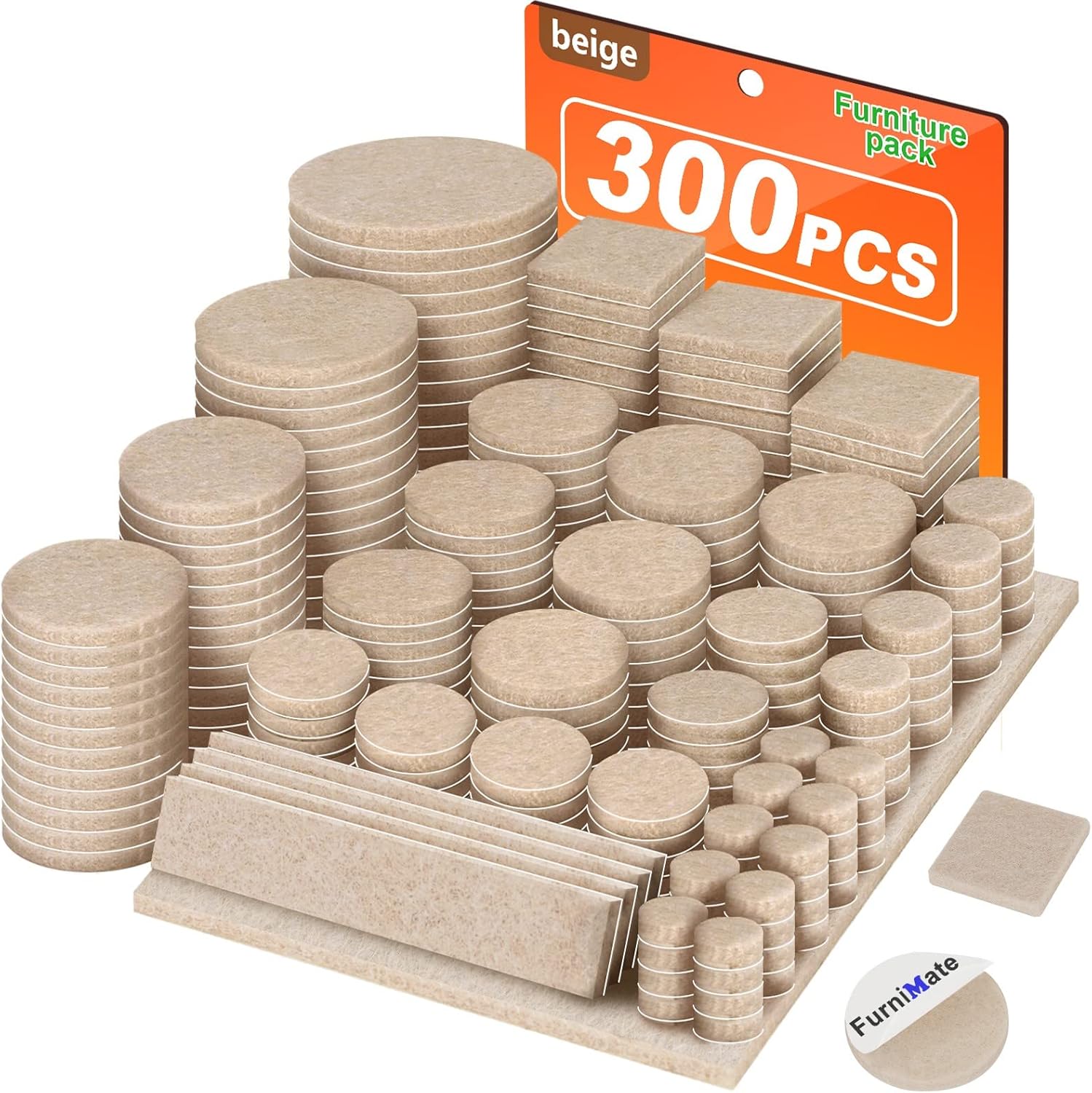 Felt Furniture Pads 300 Pieces, Furniture Pads for Hardwood Floors