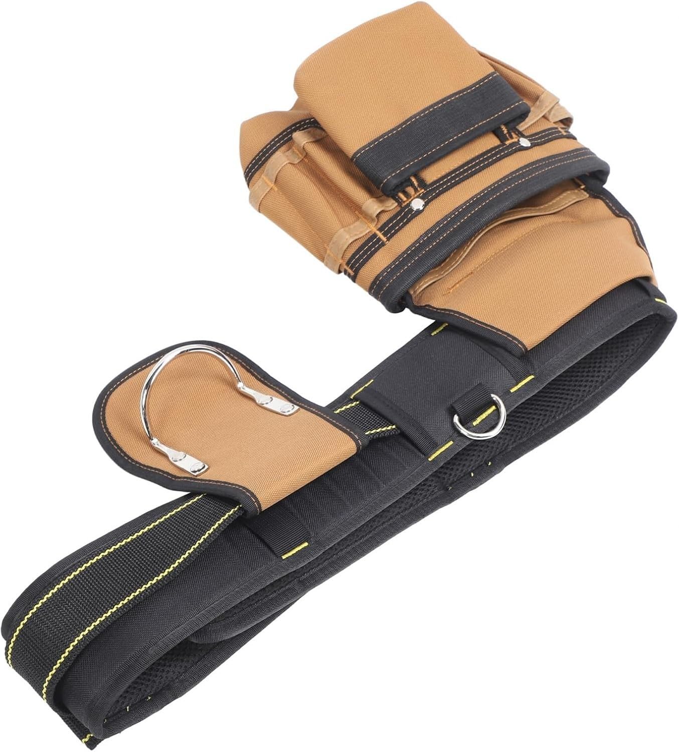 Cintura Porta Attrezzi Regolabile con 12 Tasche, Borsa Lavoro Imbottita con 12 Tasche Sganciabili, con Portamartello, per Chiodi, Viti, Metrino e Cacciaviti