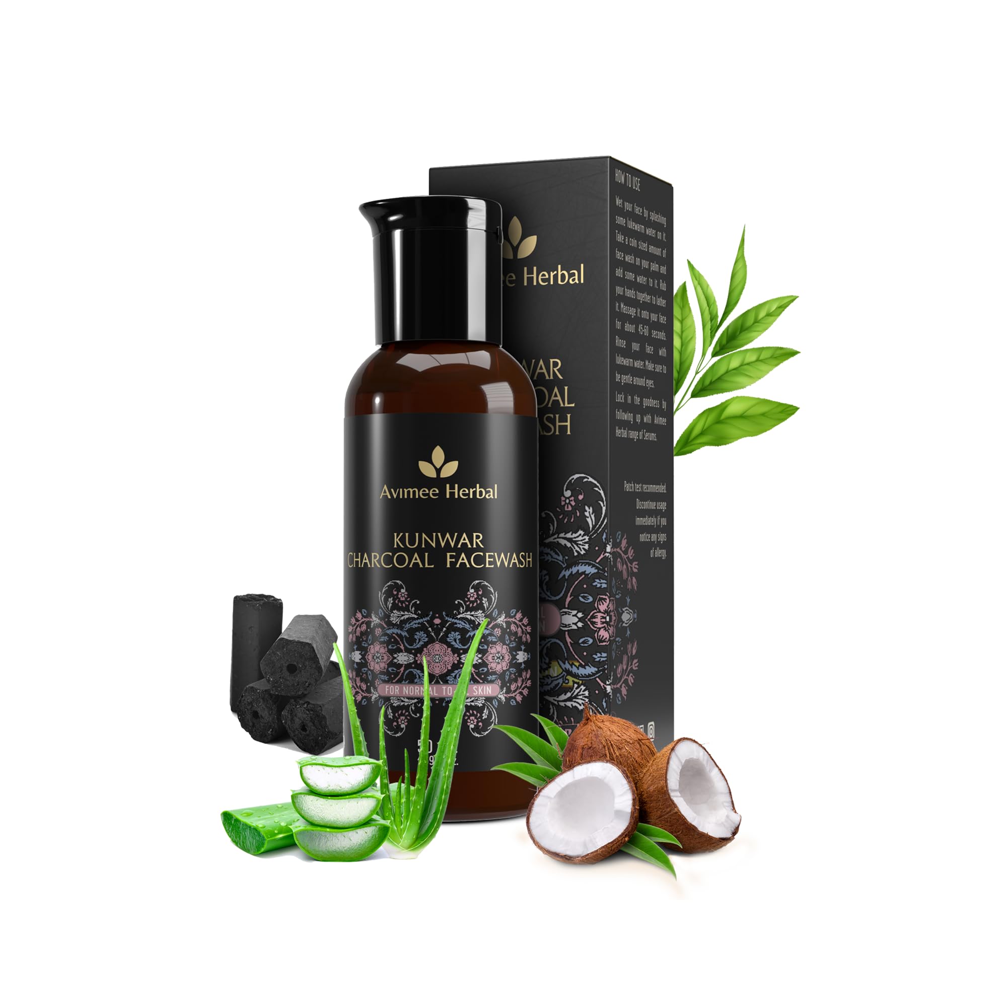 Avimee Herbal Instant Water Softener,400 ml | Makes Your Water Hair & Skin Friendly | Reduces Hair Fall & Skin Itching | Disables Hardness & Maintains pH Level | Kunwar Charcoal Facewash, 50 ml (Combo) 4