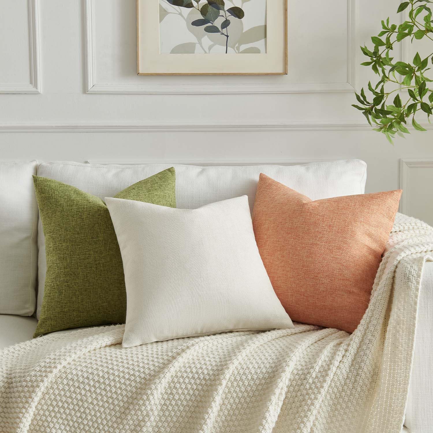 Housses De Coussin Décoratives 45x45 Cm - Aspect Lin, Couleur Orange - Lot De 2 - Pour Canapé, Lit, Salon - 6