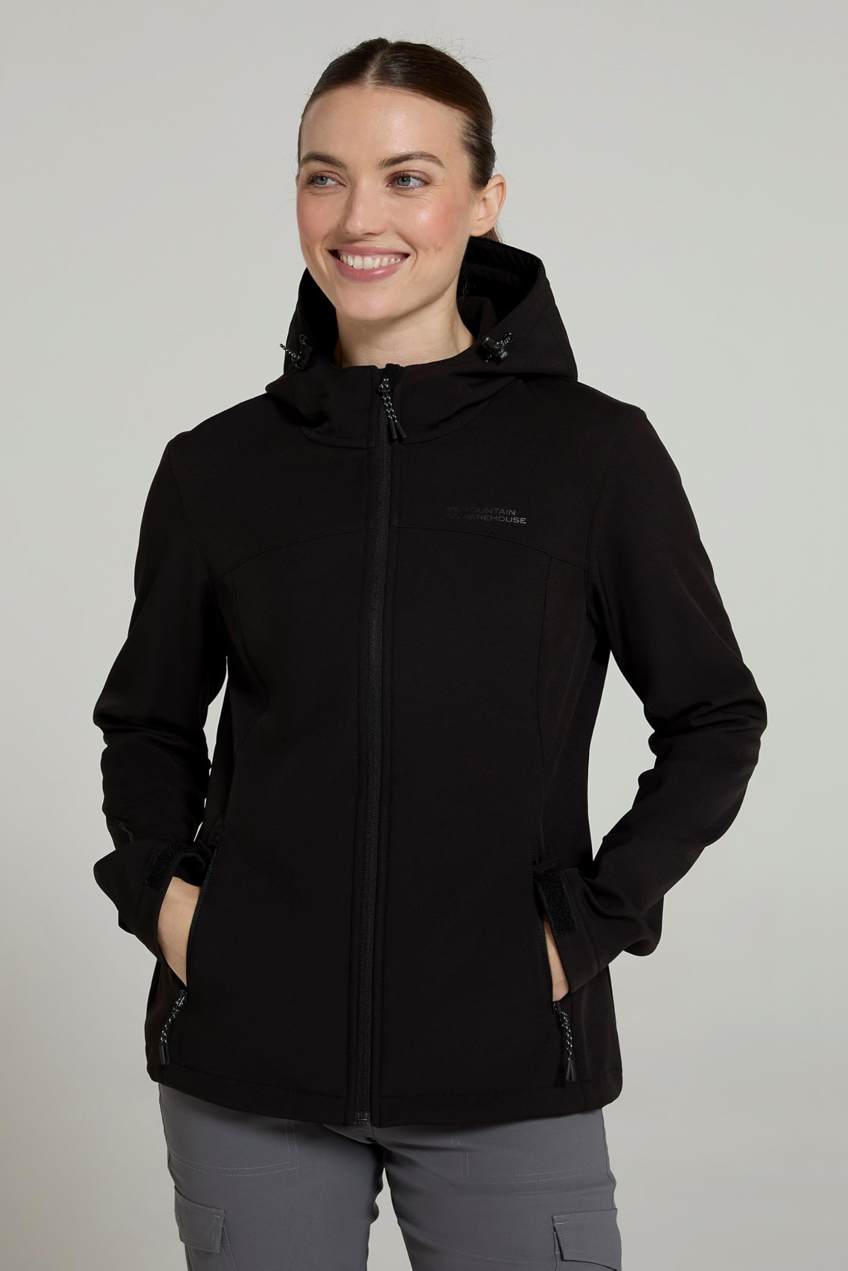 Mountain Warehouse Exodus Wasserabweisende Damen-Regenjacke aus bedrucktem Softshell - Winddicht, leicht, verstellbar, Taschen - für den Sommer, auf Reisen