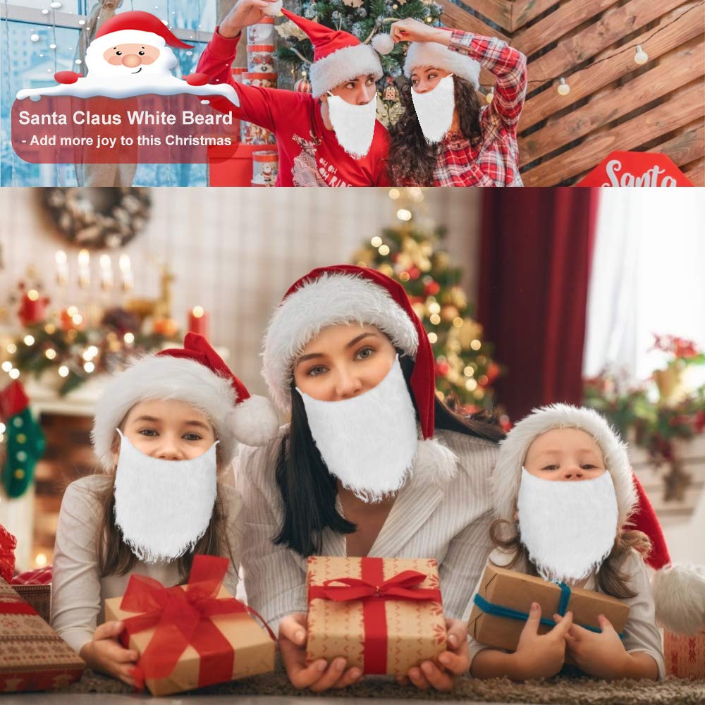 6 Pièces Barbes De Père Noël Drôles Fausse Barbe Blanche Costume De