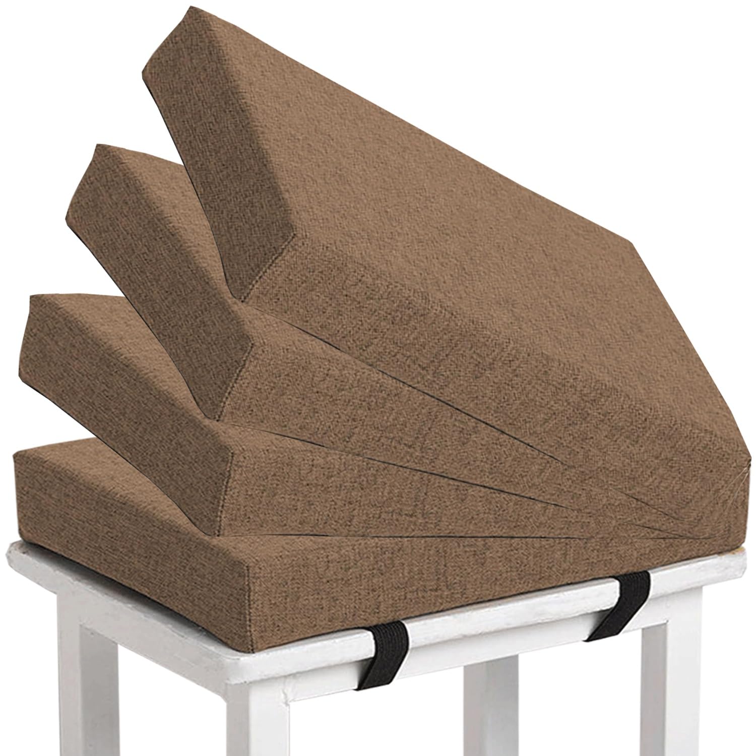 uyeoco 2/4 Pezzi Cuscino per Sgabello Rettangolare 3/5/8 Spesso Sgabello da Bar Cuscino Sgabello da Toeletta Rimovibile Morbido Antiscivolo Cuscini con Lacci di Fissaggio(Coffee color,4pcs 30x40x5cm)