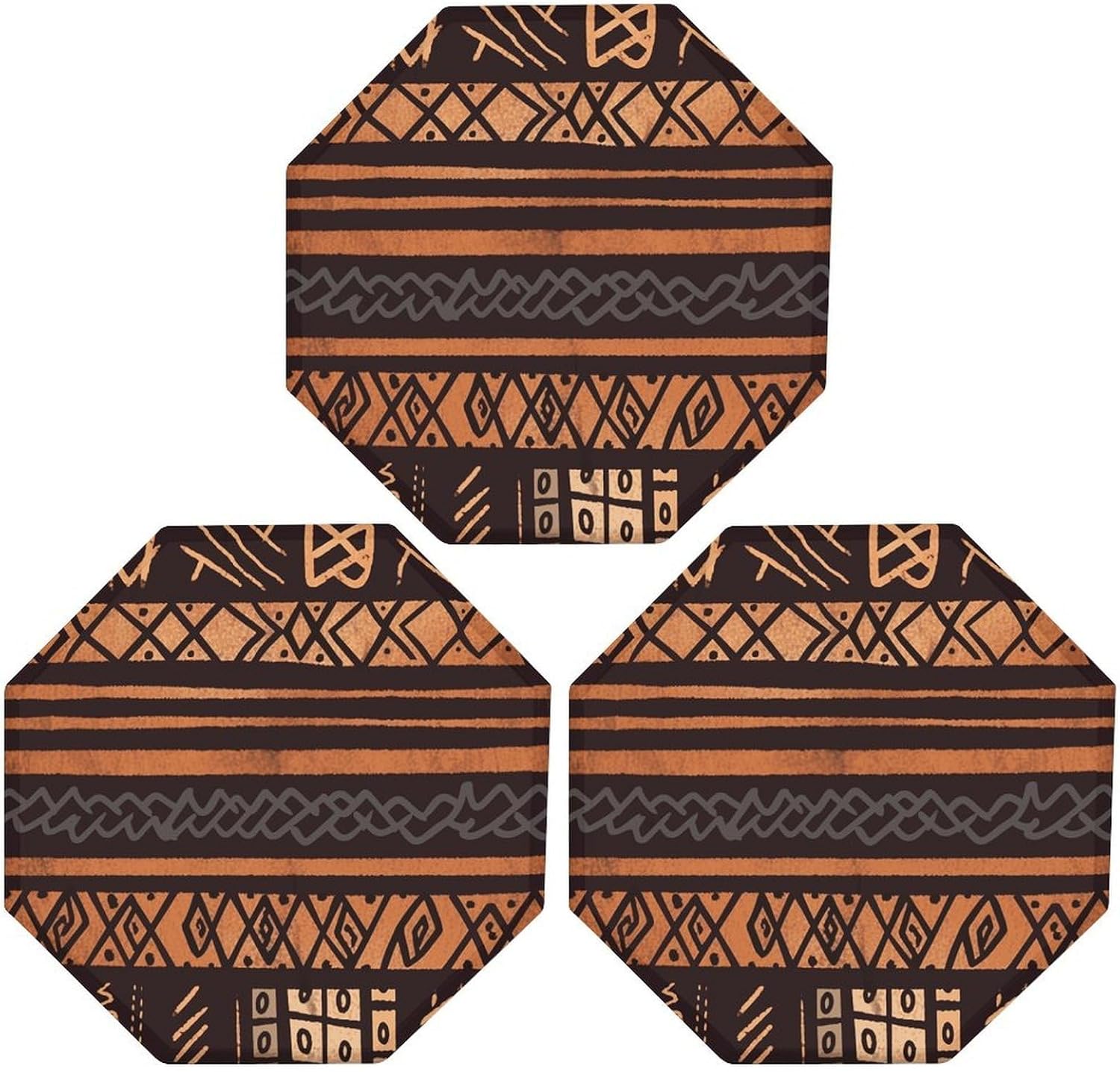 Ctagon Metal Sign for Home, Modern Display Plate for Kitchen, African Mud Cloth Tribal Plates Accent Hanging Wall Decorations 3PCS for Living Room, Bedroom, Hallway, Hotel