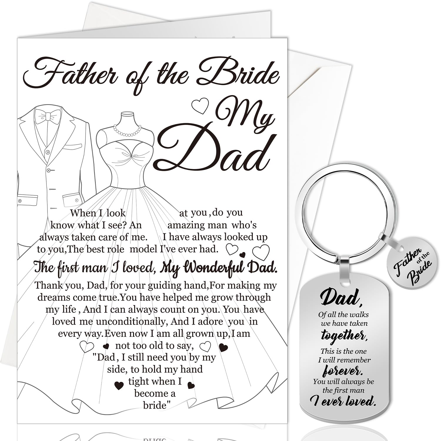 DPKOW Father's Day Card for Bride's Dad, Keyring Gift with Envelope — image 1