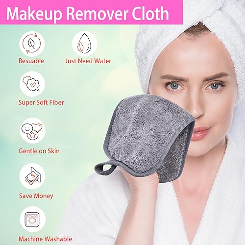 Miniatura 2 de BloomSesame Paños desmaquillantes para cara, ojos, labios, almohadillas reutilizables para quitar maquillaje de microfibra suave, paños de limpieza