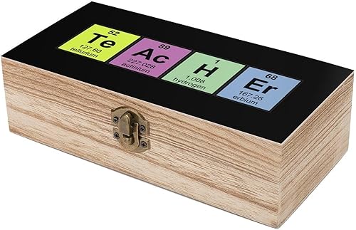 Miniatura 6 de Science Teacher Chemical Elements Wooden Storage Treasure Box with Lids and Lock Funny Home Decor Jewelry Organizer