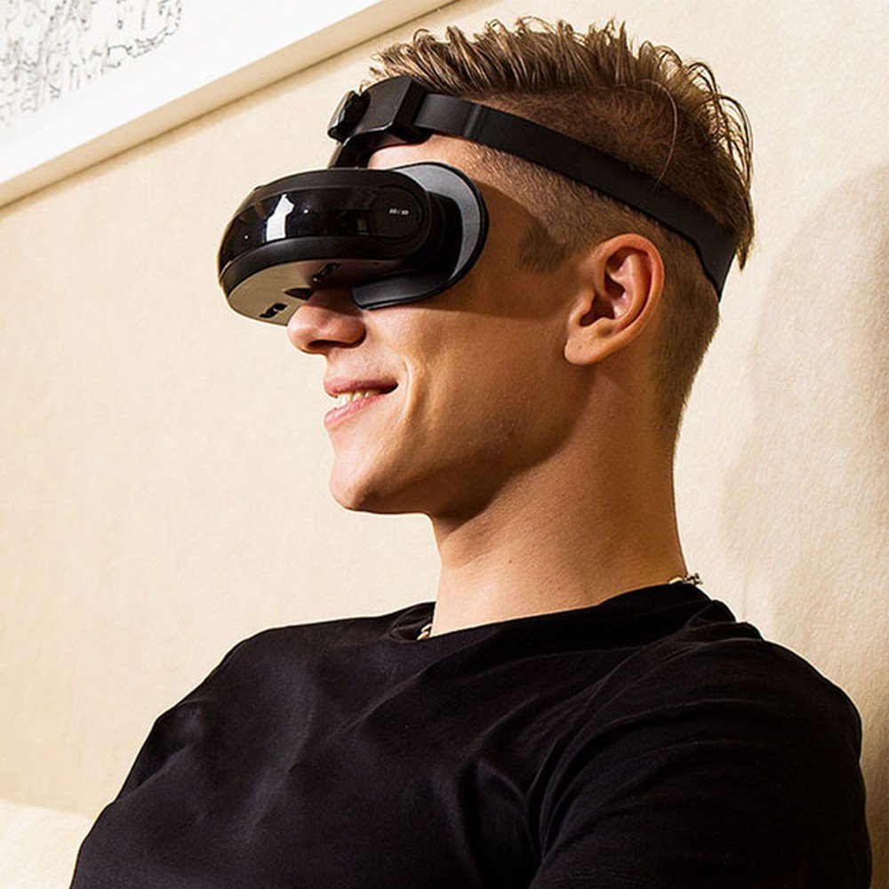 [4K Theatre] H2 Smart Video 3D Occhiali, Casco Virtuale Montato Sulla Testa Vr Realtà Virtuale,Nero,Taglia unica