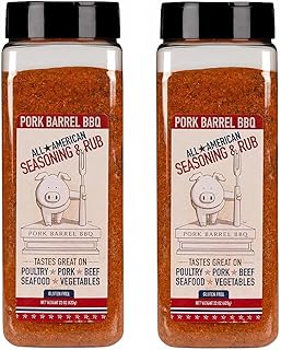 Pork Barrel BBQ All-Purpose BBQ Seasoning & Rub | Sugar-Free, Gluten-Free, MSG-Free | All American BBQ Seasoning for Chicken, Beef & Pork – 22oz Chef Shaker Jar, Pack of 2