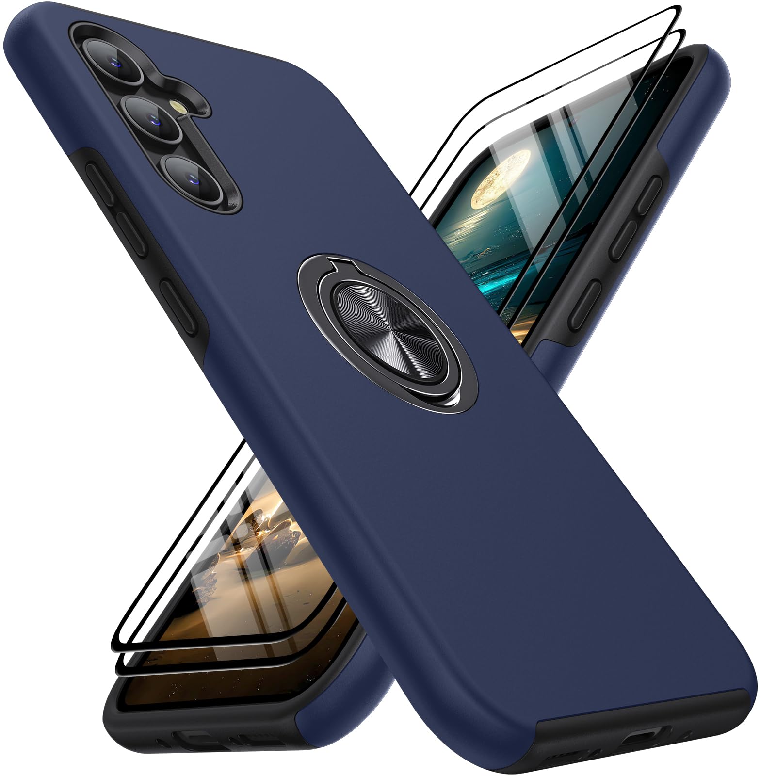 KOVASIA für Samsung Galaxy Hülle mit 360°Drehbarer Metall Ständer, Kratzresistent, Anti-Fingerabdruck, Stoßfest Schutzhülle Handyhülle für Samsung Galaxy