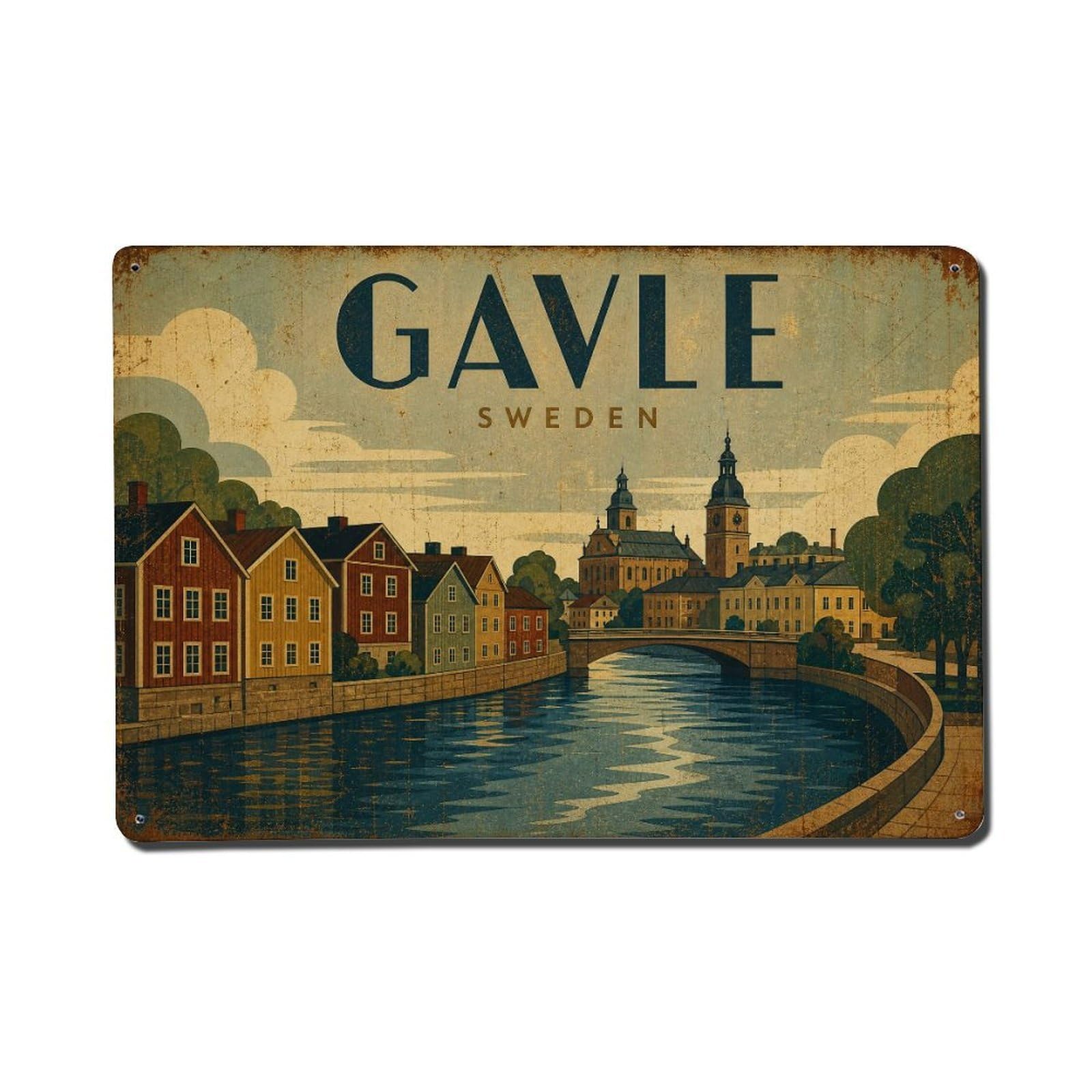 Metal Tin Sign Travel Retro Sweden Gavle