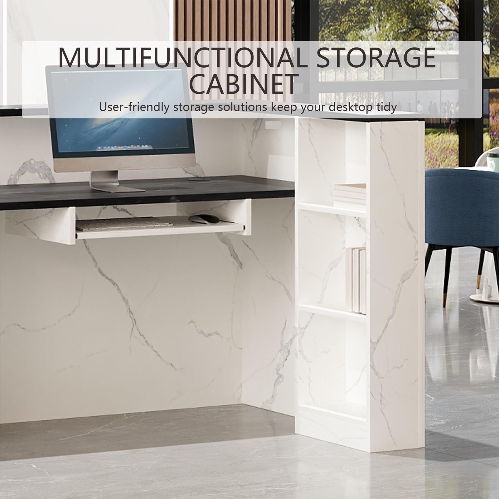 Heliosrider L-Form Empfangstheke 100x100x90cm - Rezeption Mit Schubladen