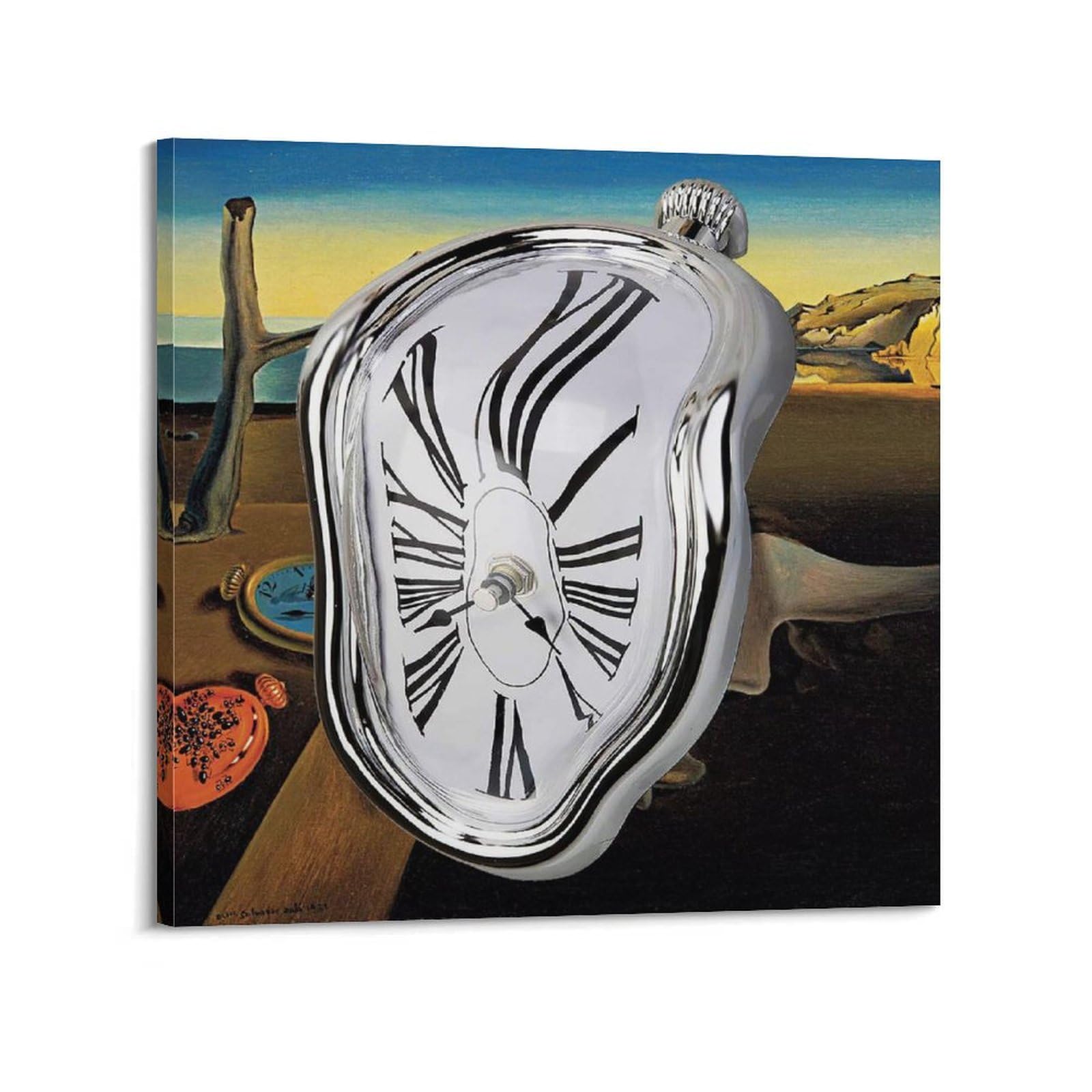 Kangzeng Frame-Style Salvador Dali Painter Works (Melting Clock) Art Posters Canvas Wall Art Decorative Bedroom Modern Home Print Picture Artworkss 28X28inch(70X70cm)