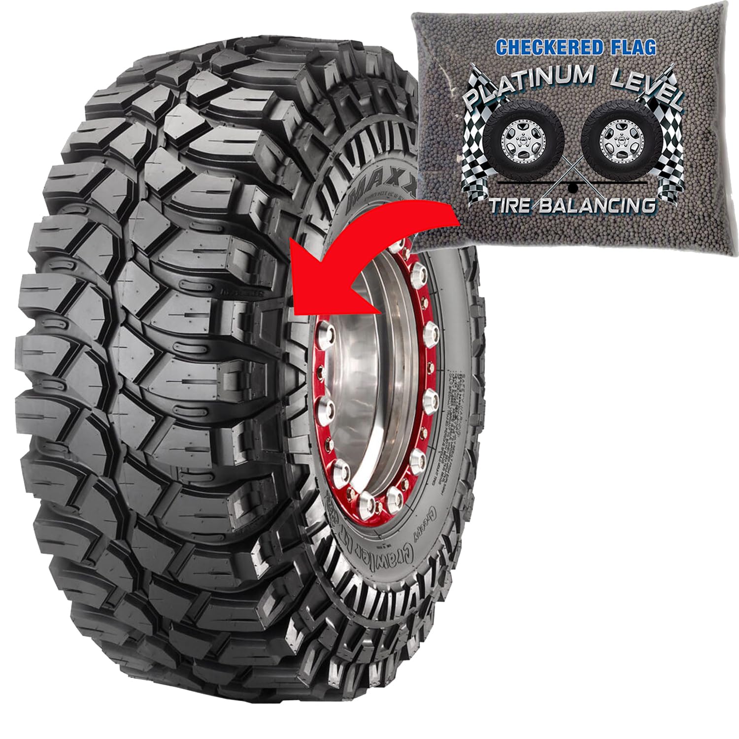Checkered Flag Cuentas de equilibrio de neumáticos de 8 onzas, juego de 6 cuentas de neumático para uso en motocicleta, semi, camión, todoterreno 4x4, ruedas de remolque y neumáticos