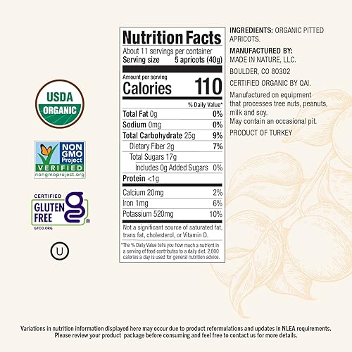 Miniatura 4 de Made In Nature Albaricoques secos orgánicos, 16 onzas (paquete de 1)  bocadillo de fruta seca vegana sin OMG